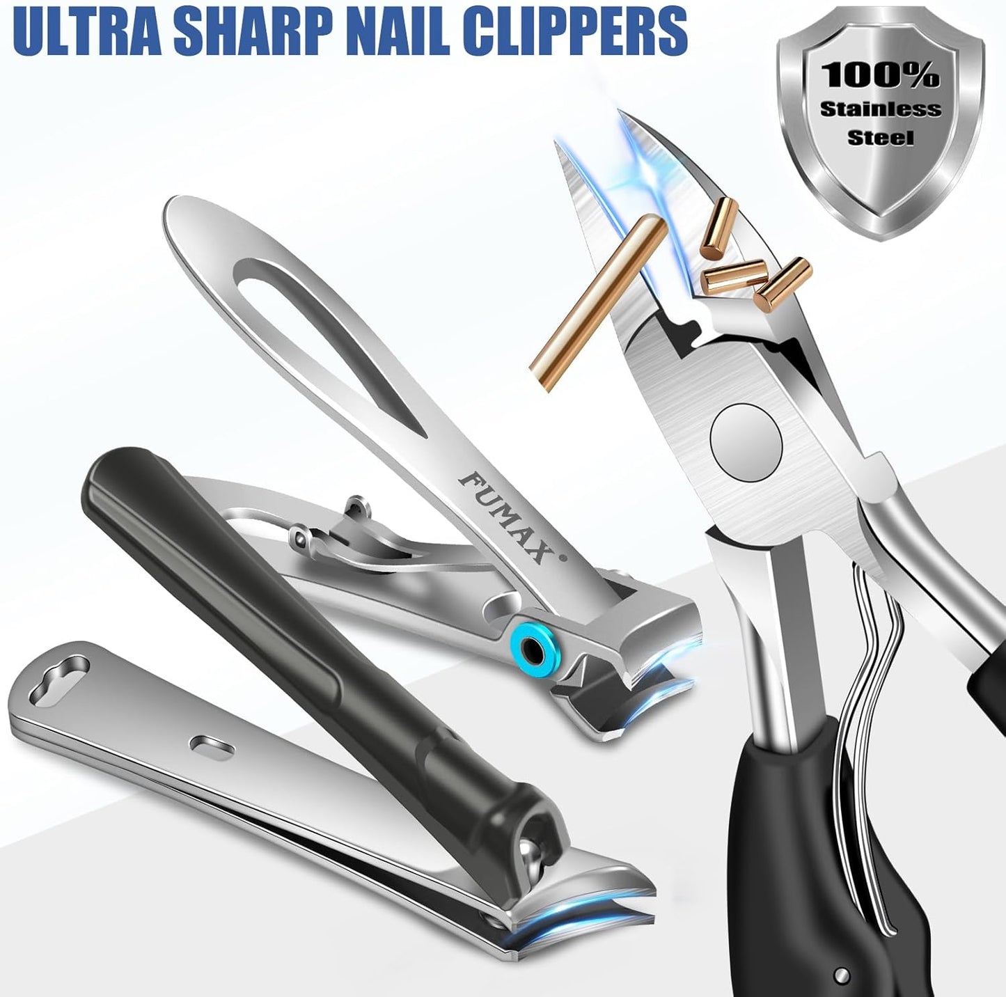 Toenail Clippers for Seniors Thick Toenails, Large Wide Opening Toe Nail Clippers for Men Thick Nails, Heavy Duty Sharp Slanted Nail Clippers Fingernail Clipper Gifts for Men Women
