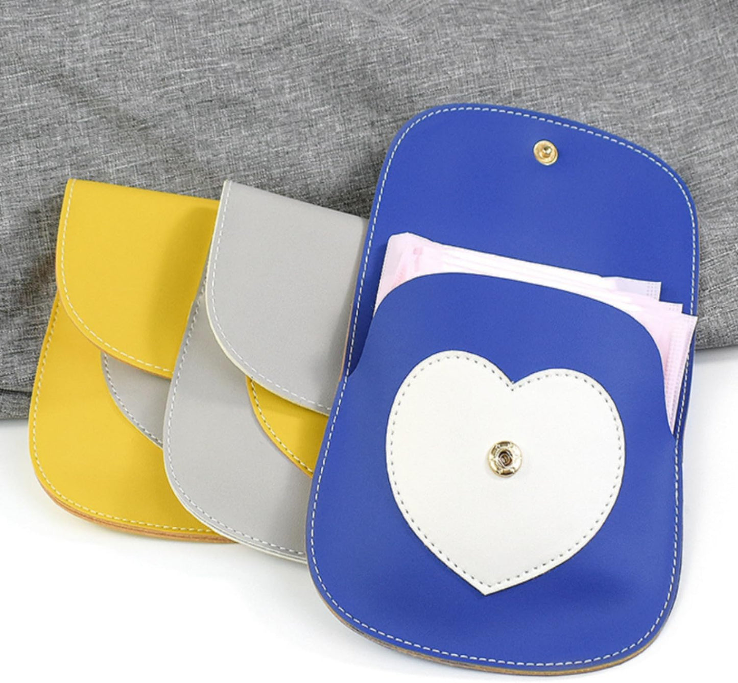 1Pcs Leather Sanitary Napkin Storage Bag, Portable Period Kit Bag, Pad Pouch Tampon Sanitary Napkin Receptacle (Yellow)