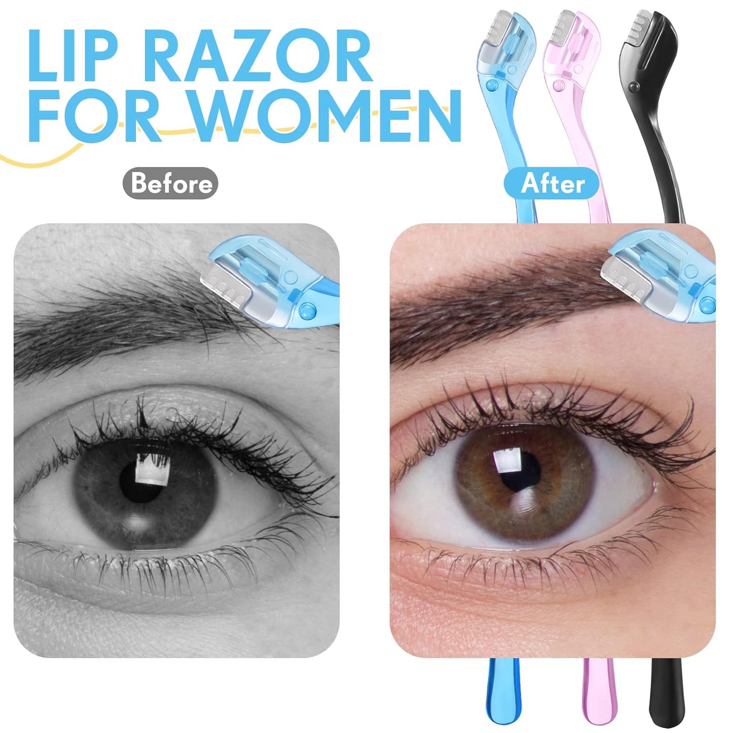 6Pcs Eyebrow Razor Mini Eyebrow Razor Trimmer Female Face Shaver Lip Hair Remover with Precision Cover Small Shaver for Women Makeup Face Care Tools(Blue, Pink, Black)