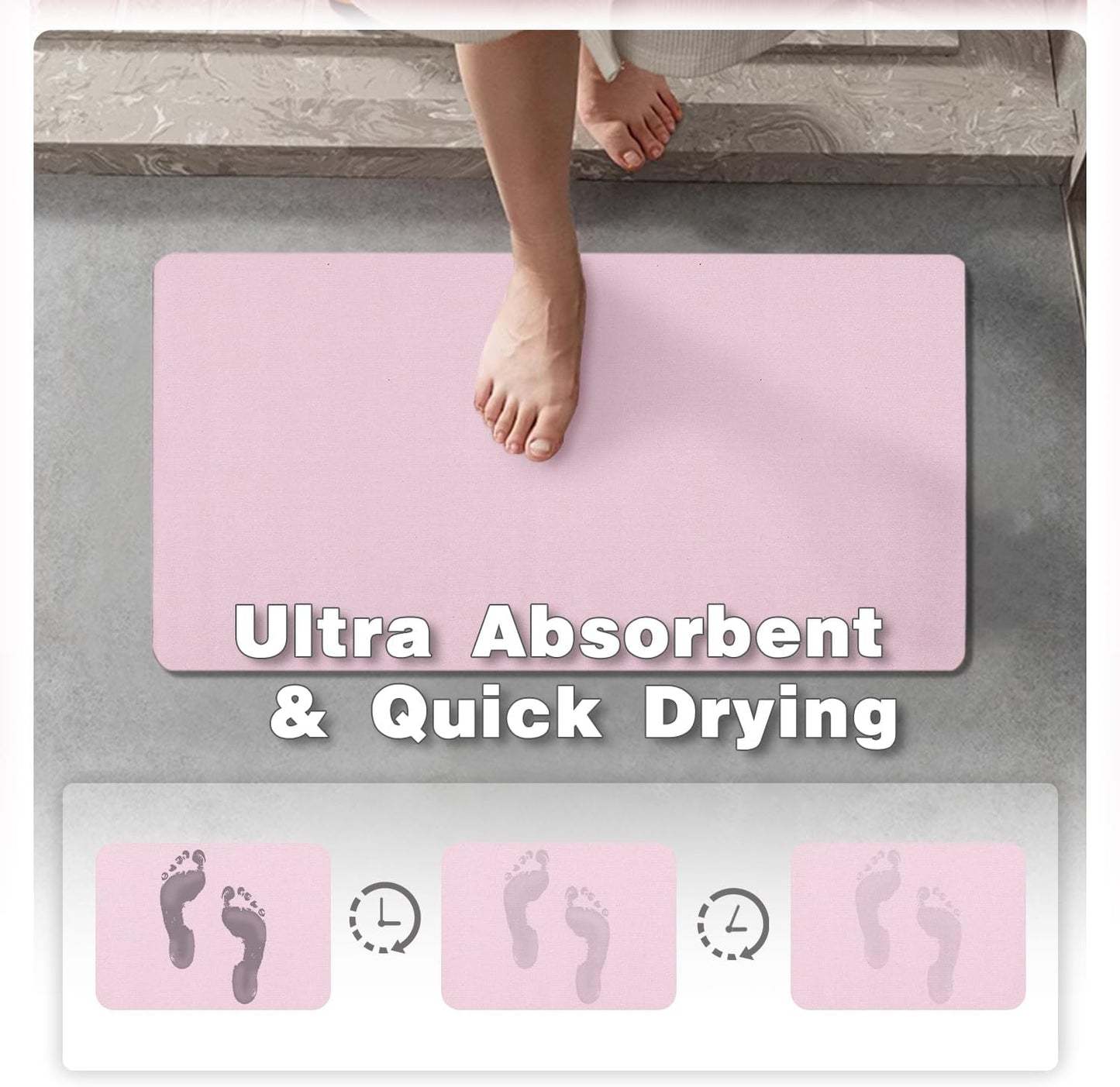 Toilet Rug, Thin Toilet Rugs U Shaped Washable Non Slip Absorbent Quick Dry Low Pile Toilet Mat, 20"x24" U Shape Pink