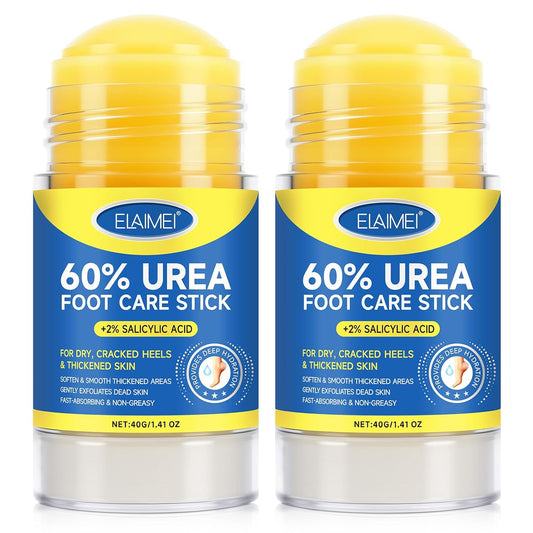 Bieyoc 60% Urea Cream with 2% Salicylic Acid, Urea Foot Cream Stick for Cracked Heels, Calluses and Rough Skin, Portable Foot Balm Stick No-Mess Applicator,1.41oz X 2 Pack