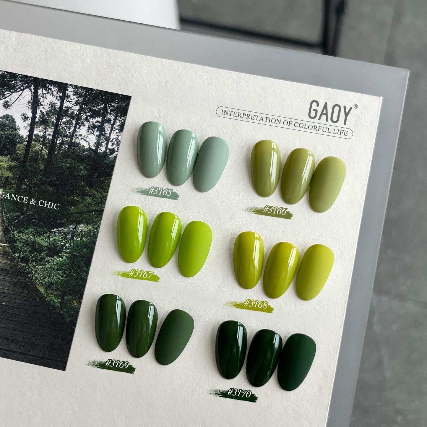 GAOY Jade Green Gel Nail Polish Set, Mint, Moss and Emerald Shades, Gemstone Nail Art Manicure