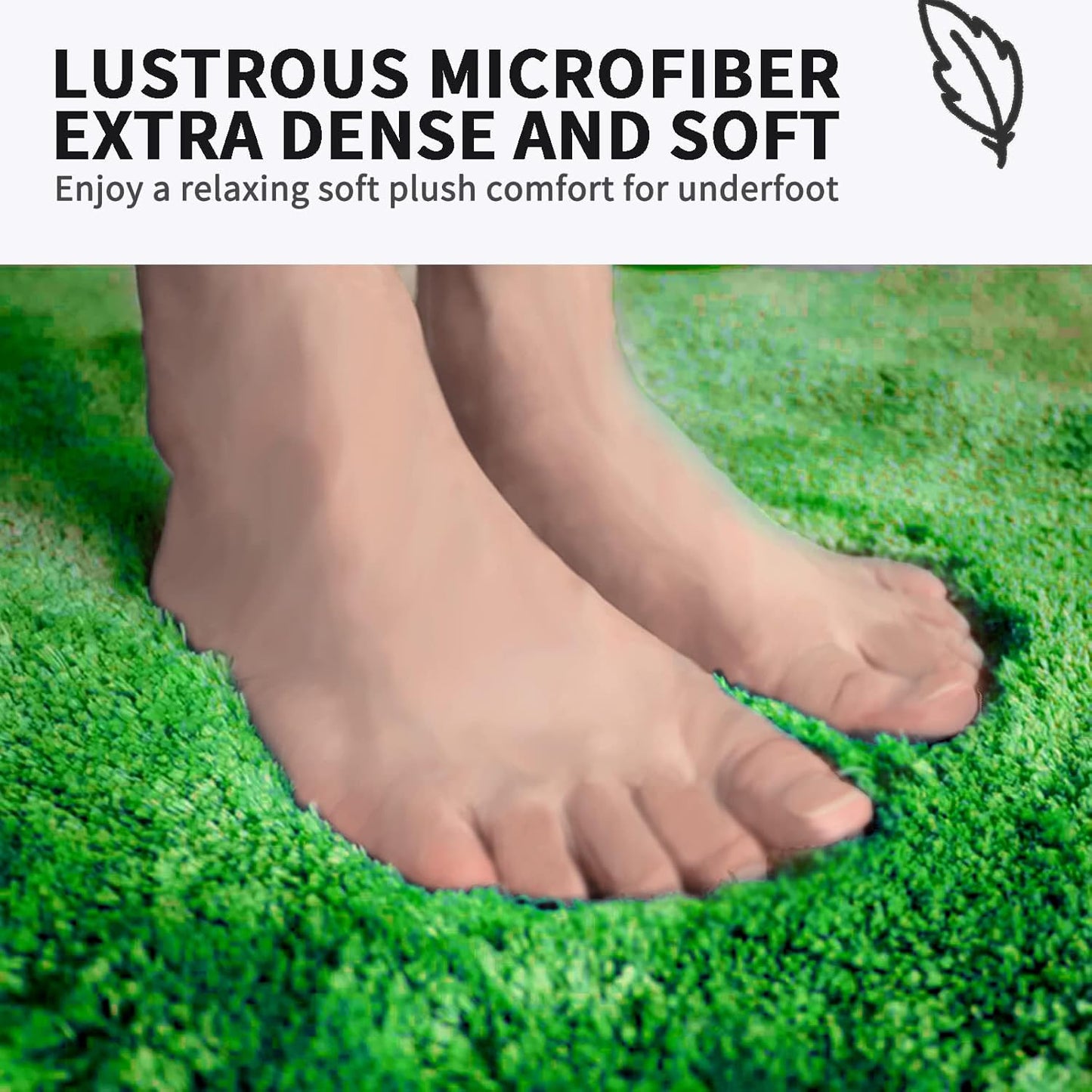 FIFU Bathroom Rugs 24" W x 36" L, Bath Mat for Bathroom, Bedroom, Laundry Room & Kitchen, Non-Slip Rubber Latex Backing, Extra Soft and Absorbent Microfiber Carpet, Machine Washable Rug, Green