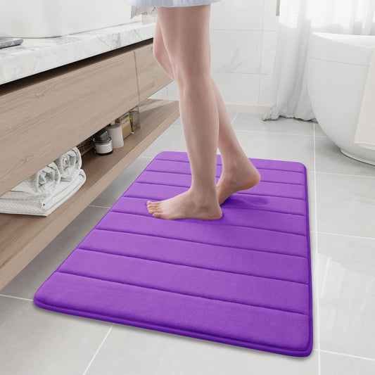 Buganda Memory Foam Bath Mat, 35.4" x 24", Ultra Soft and Non-Slip Bathroom Rugs, Water Absorbent and Machine Washable Bath Rug Runner for Bathroom, Shower, and Tub, Purple