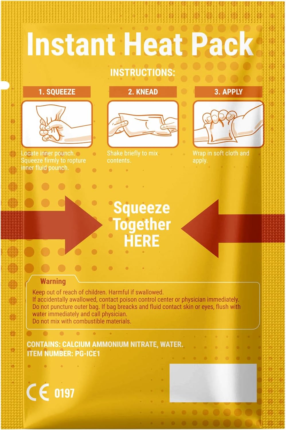 Instant Heat Pack - Disposable Hot Packs for Pain Relief, 6 in x 9 in, 25 Packs - Hot Pack for First Aid and Muscle Pain