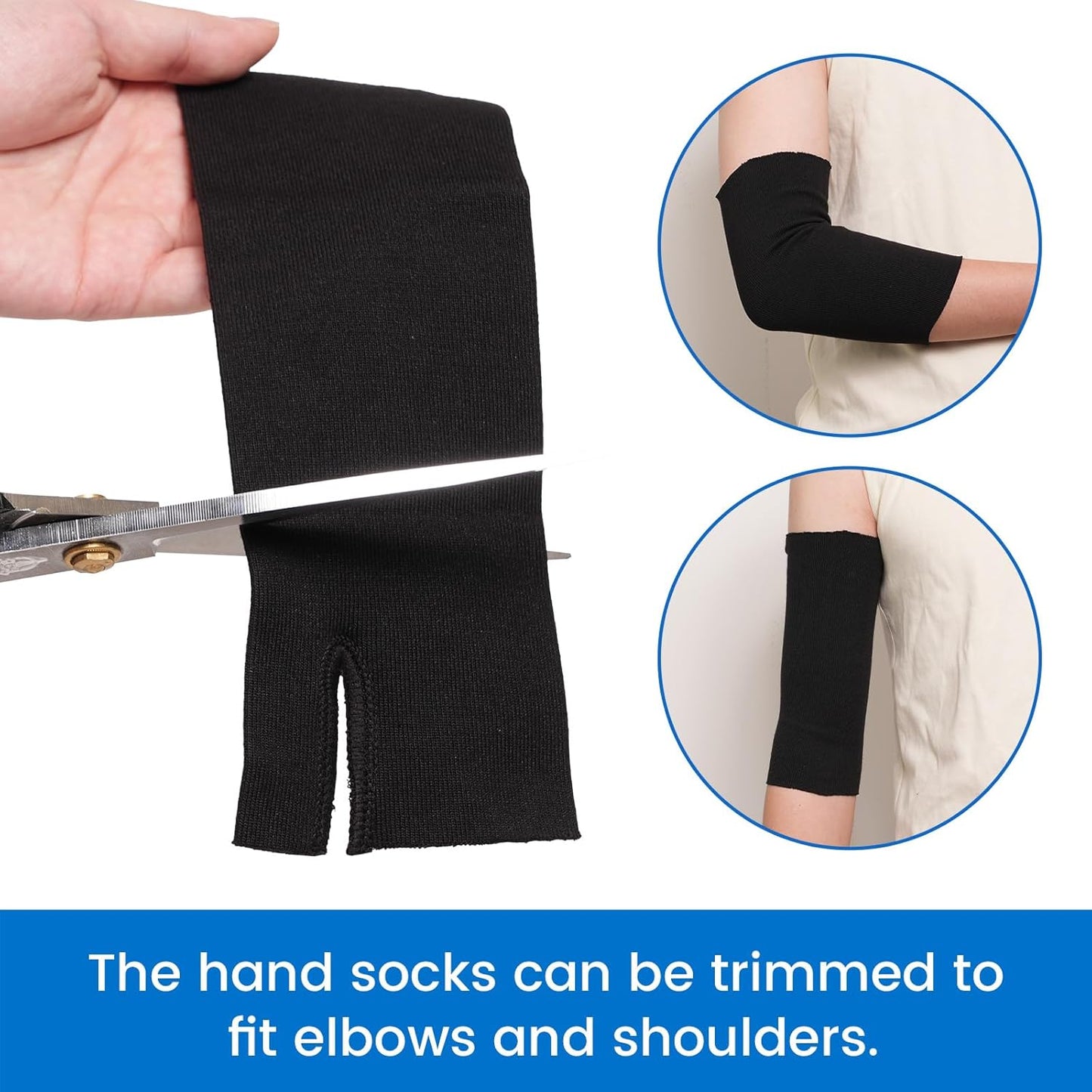 Velpeau Hand Socks for Splint (Pack of 10), Elastic Cotton Stockinette Tubing for Arm, Wrist Brace with Thumb Spica Liner, Gauze Sleeve, Under Cast Wrap, Arm Cover for Men and Women (Black, Firm Version, L)