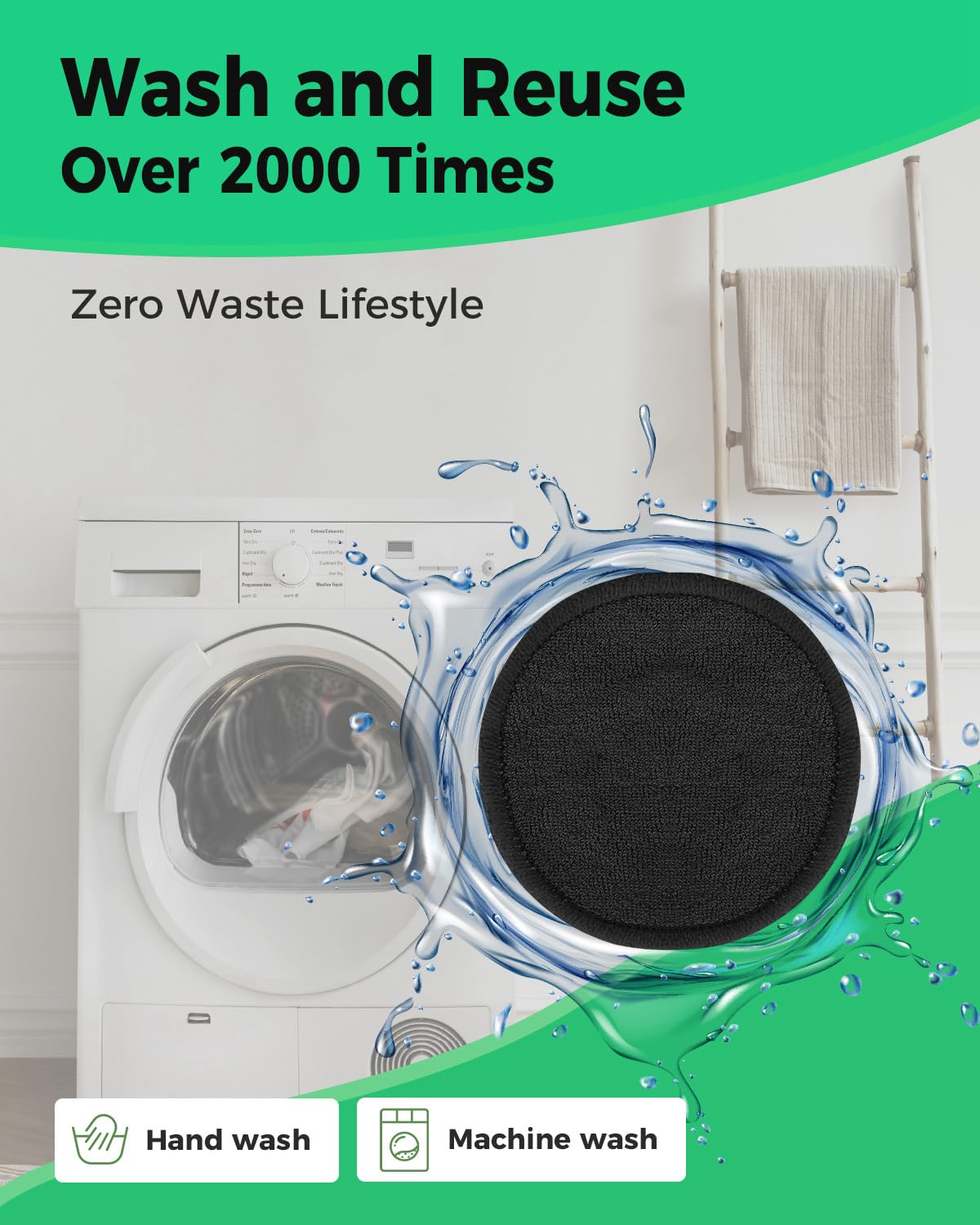 ProCIV Reusable Makeup Remover Pads - 25 Pack Washable Organic Cotton Rounds for All Skin Types & Toner with Laundry Bag, Eco Friendly Zero Waste Reusable Cotton Pads Travel Gadgets (Black)