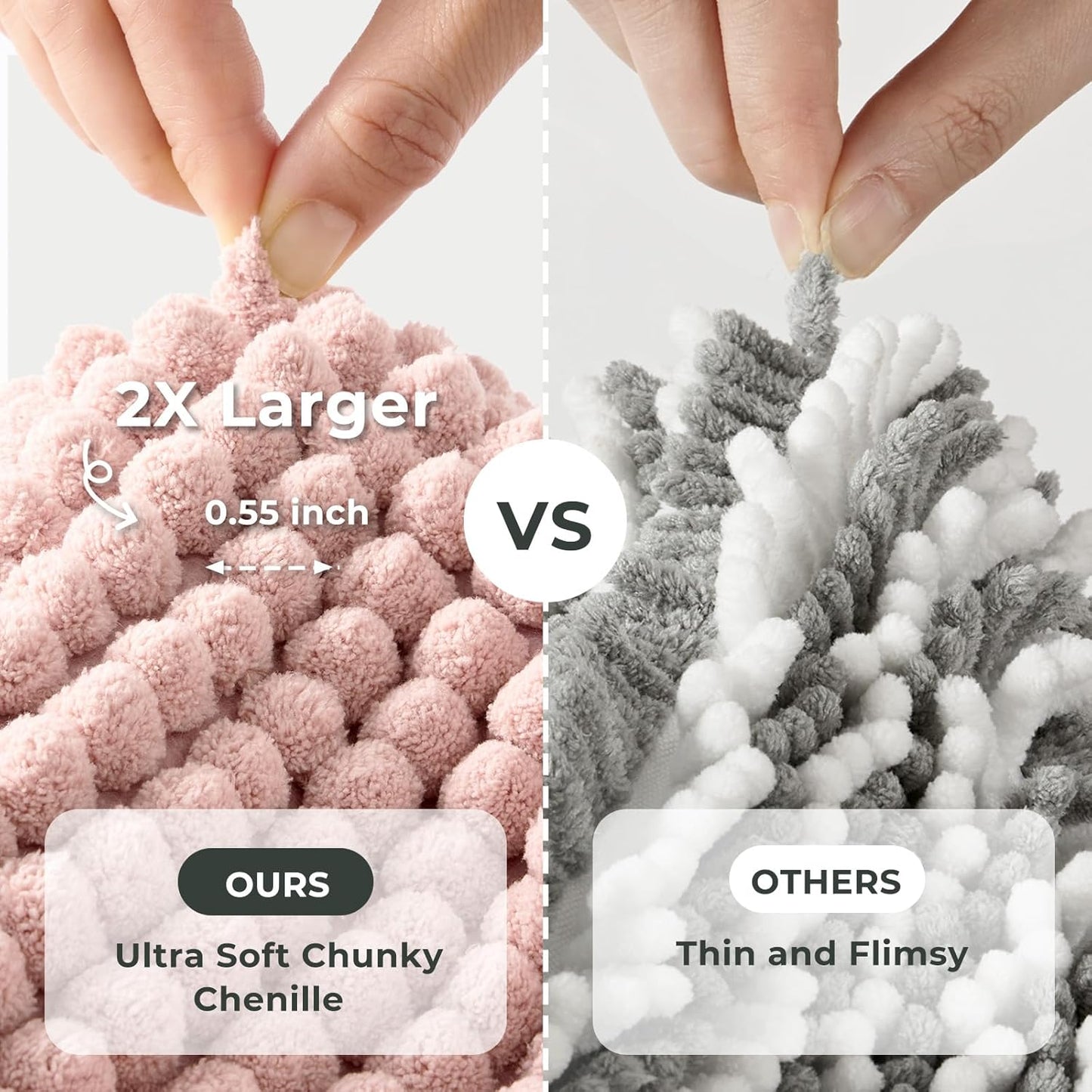 FRESHMINT Thick Chunky Chenille Bathroom Rugs 20"x32", Non Slip Bath Mat for Bathroom Floor, Large Soft Bathroom Decor Accessories, Cute Shower Mat Water Absorbent, Washable, Dusty Pink