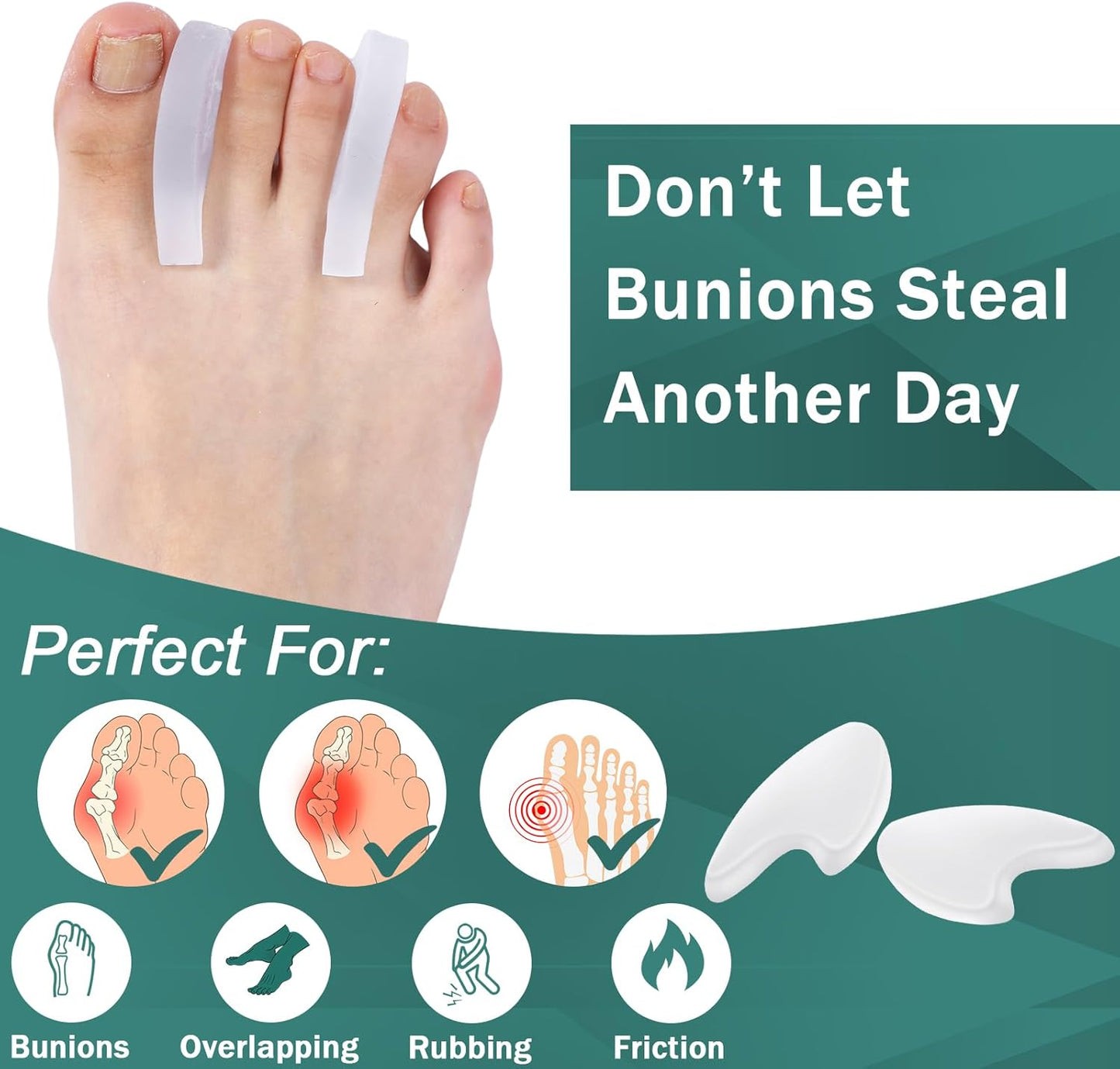 Honeydak 20 Pack Gel Toe Spacers Toe Spacer Relieves Bunions Corns Blisters Rubbing Overlapping Washable Big Alignment Corrector Reusable Covers Foot Care Insoles for Women and Men