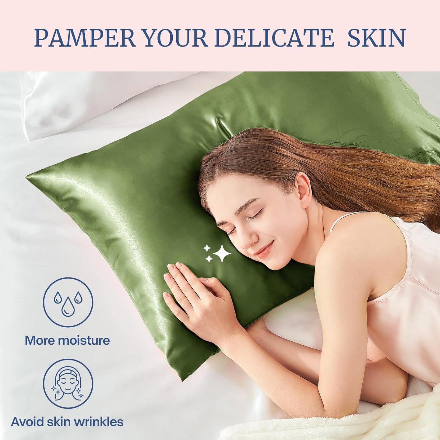 BEDELITE Satin Pillowcase for Hair and Skin, Super Soft and Cooling Similar to Silk Pillow Cases 2 Pack with Envelope Closure, Gift for Women Men(20"x30" Queen Size, Cedar Green)