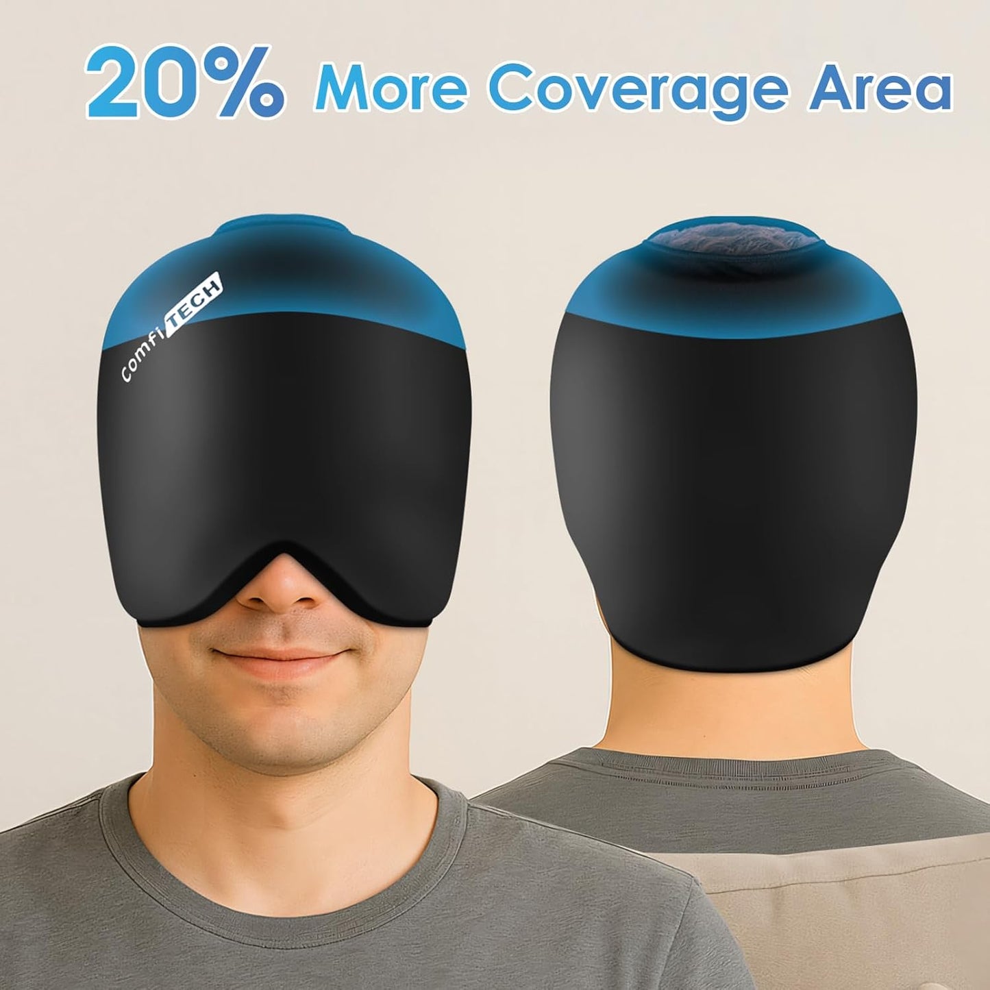 ComfiTECH Head Ice Pack 2 Pack Cooling Gel Cap Reusable Cold Wrap for Head and Eye Comfort and Relaxation, Large