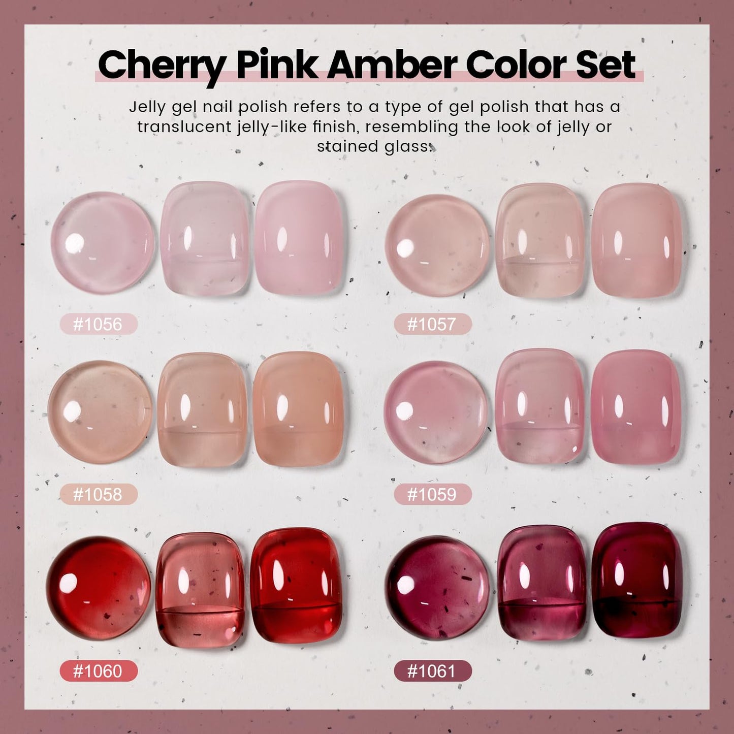 RARJSM Nude Jelly Gel Nail Polish Set 6pcs Clear Crytal Glass Pale Gray Pink Cherry Red Series Transparent Sheer Amber Milky Gel Varnish LED UV Curing Requires Soak off French Manicure Home Salon