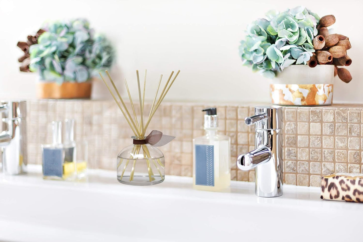 LOVSPA Reed Diffuser Set, Smoked Vanilla Scented Oil Diffuser with Sticks, Home Fragrance Accessories for Bathroom Shelf Decor, Aroma Diffusers for Home or Office Fall Decor, USA Made