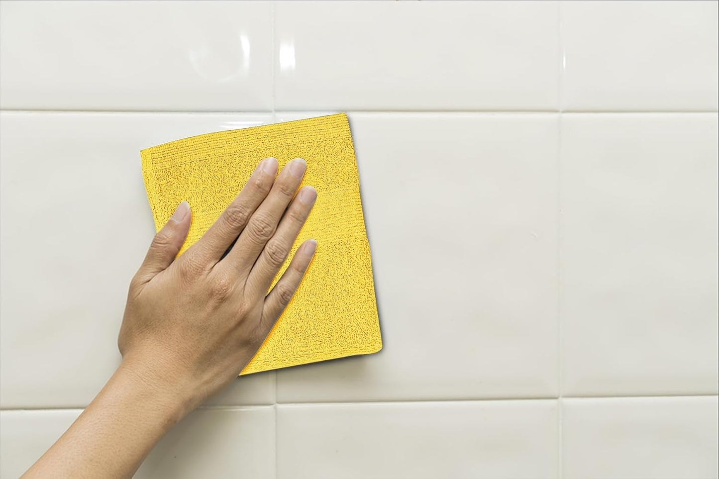 Premium Wash Cloths Pack of 12 (13" x 13") 100% Ring Spun Cotton | Luxury Washcloths | Ultra Soft Face Towels | Highly Absorbent Wash Cloths for face (Yellow)