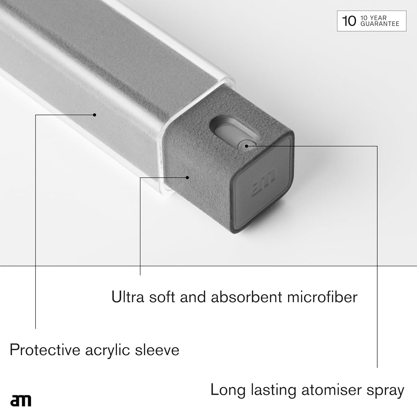 am Screen Cleaner Mist Spray with Microfiber Cloth Around – Alcohol-Free, Streak-Free Screen Cleaning Kit for Smartphones, Tablets, Laptops, Smart TVs & Car Screens, 1 Pack, Gray