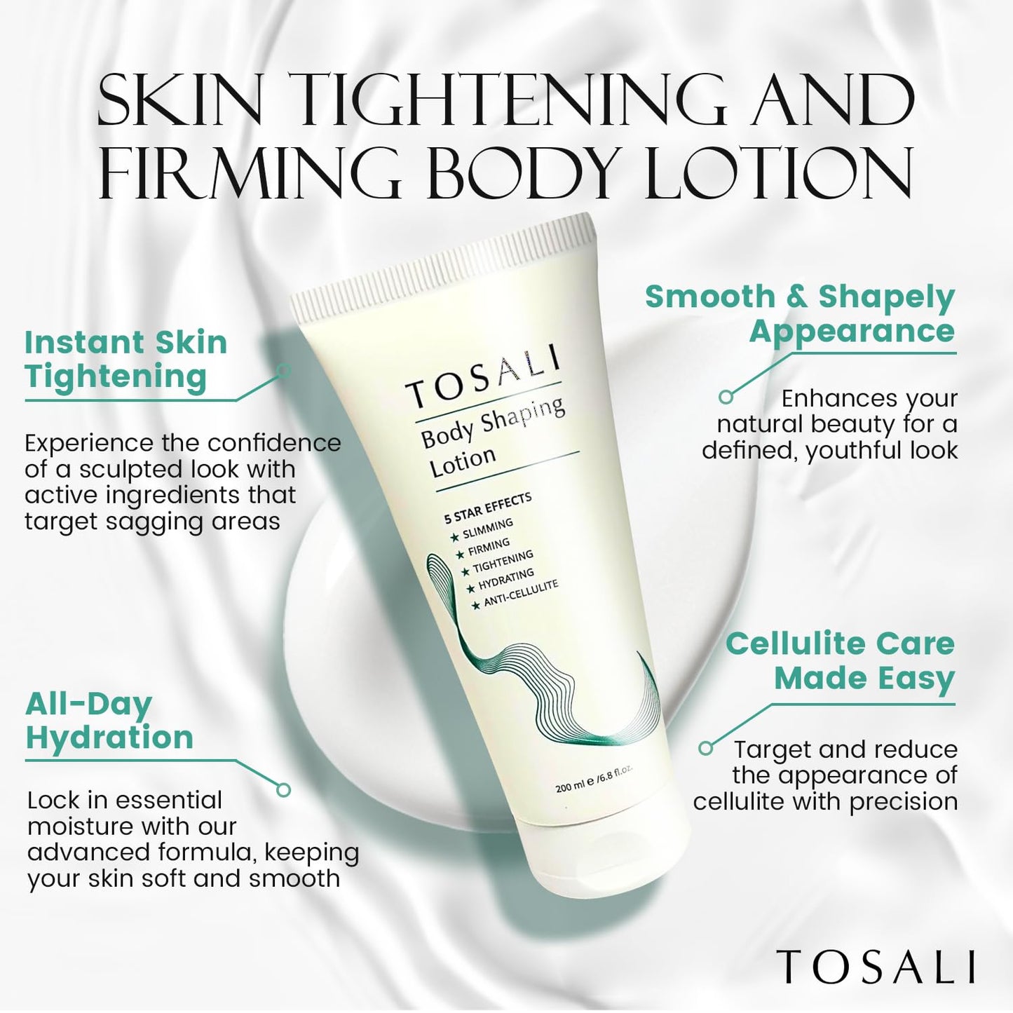 Skin Tightening and Firming Body Lotion for Women 6.8 fl oz - Saggy Skin Tightener with Instant Hydration, Anti Aging Formula for Stretch Marks Removal, Body Moisturizer for All Types