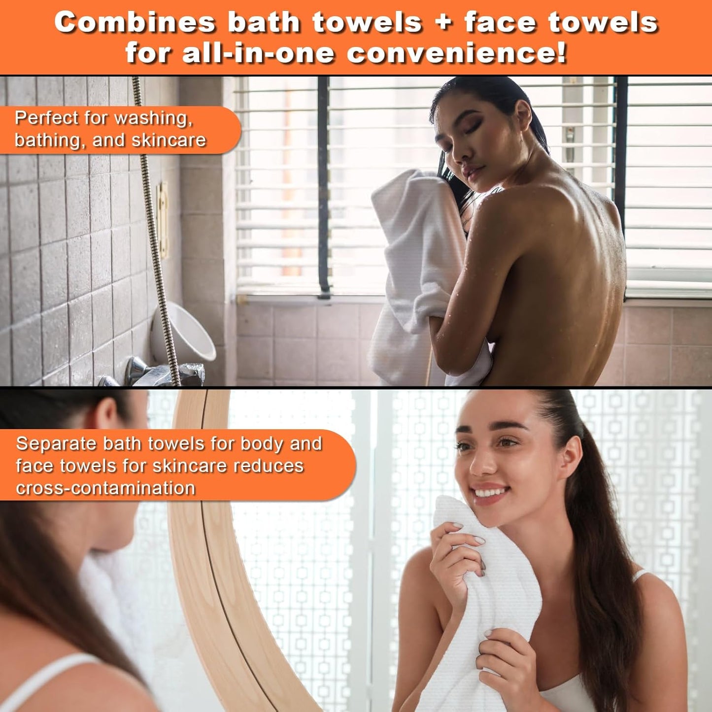 SAILYLENCEY] 12-Pcs (6-Packs) Disposable Bath Towel& Wash Towel Set - Thickening, Portable, Individual-Packing, Ultra Absorbent & Compact for Travel/Emergency/Camping/Sports