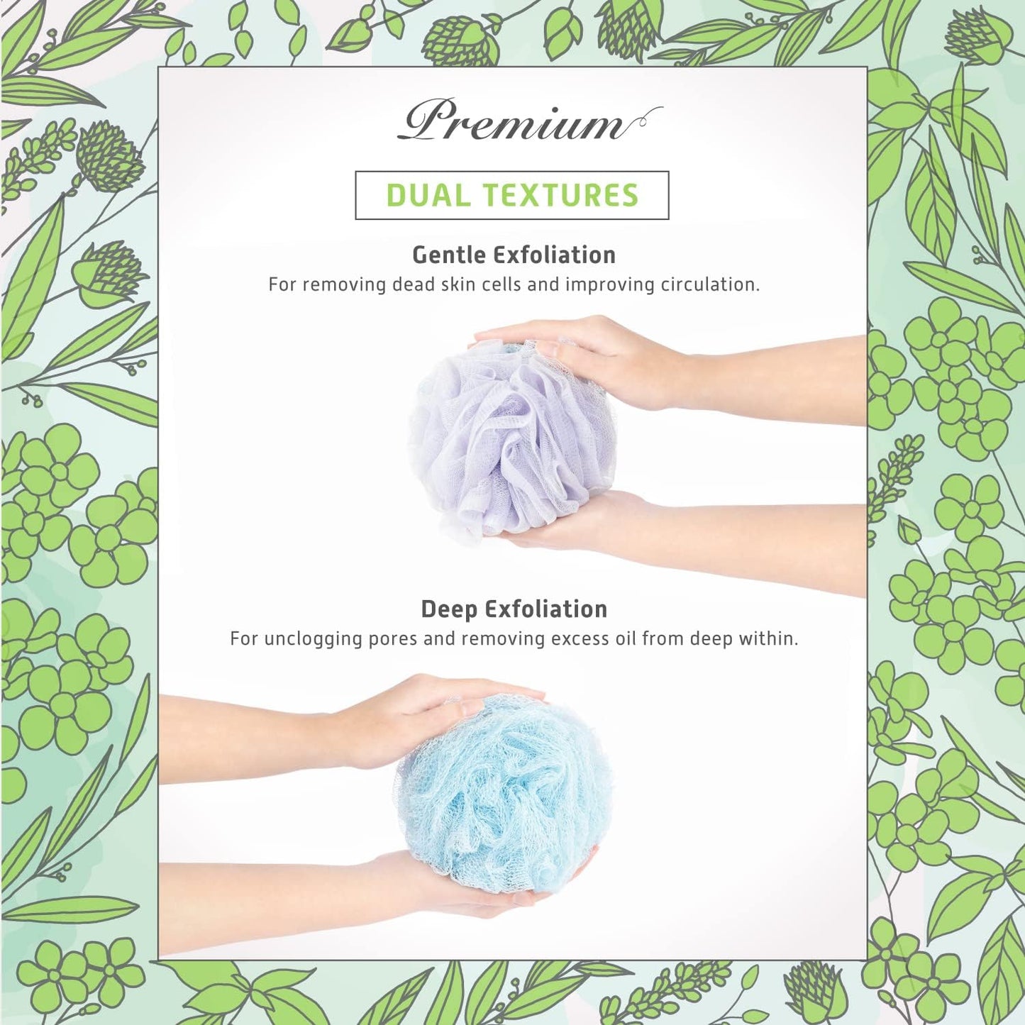 Spongentle Dual Texture Deep Cleansing Loofah Sponge for Radiant Skin, Pack of 4, Bath and Shower, Exfoliating Body Scrubber, Beautiful Colors for Women and Men