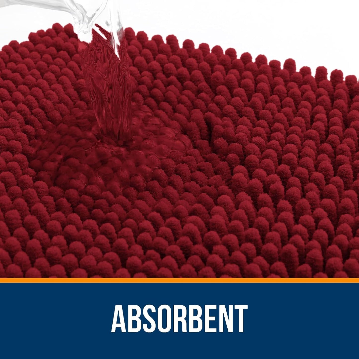 OLANLY Bathroom Rugs 59x24, Extra Soft Absorbent Chenille Bath Rugs, Rubber Backing Quick Dry, Machine Washable Bath Mats for Bathroom Floor, Tub and Shower, Home Decor Accessories, Red