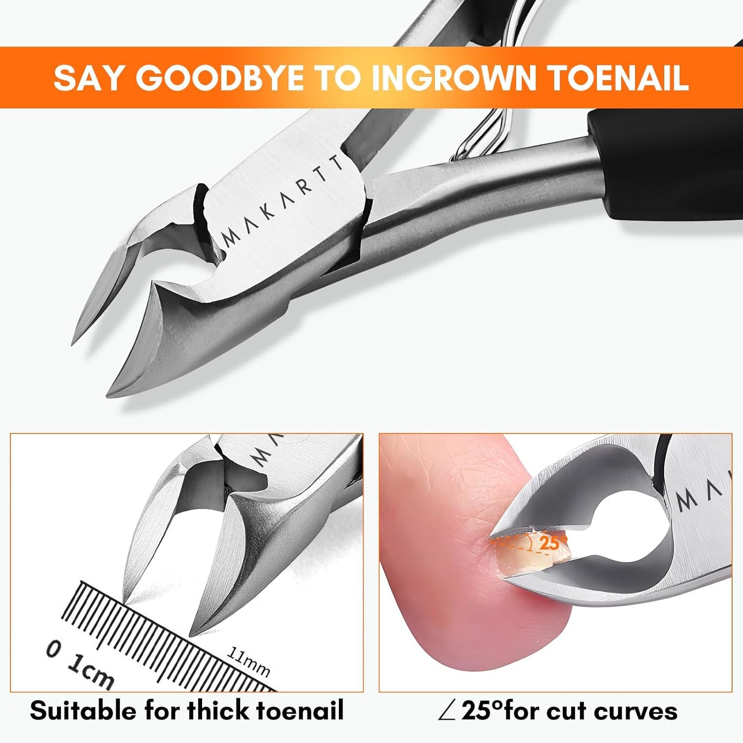 Makartt Ingrown Toenail Clippers with Nail Lifter, Stainless Steel Podiatrist Kit for Thick Nails, Manicure & Pedicure Tools for Men, Women & Seniors
