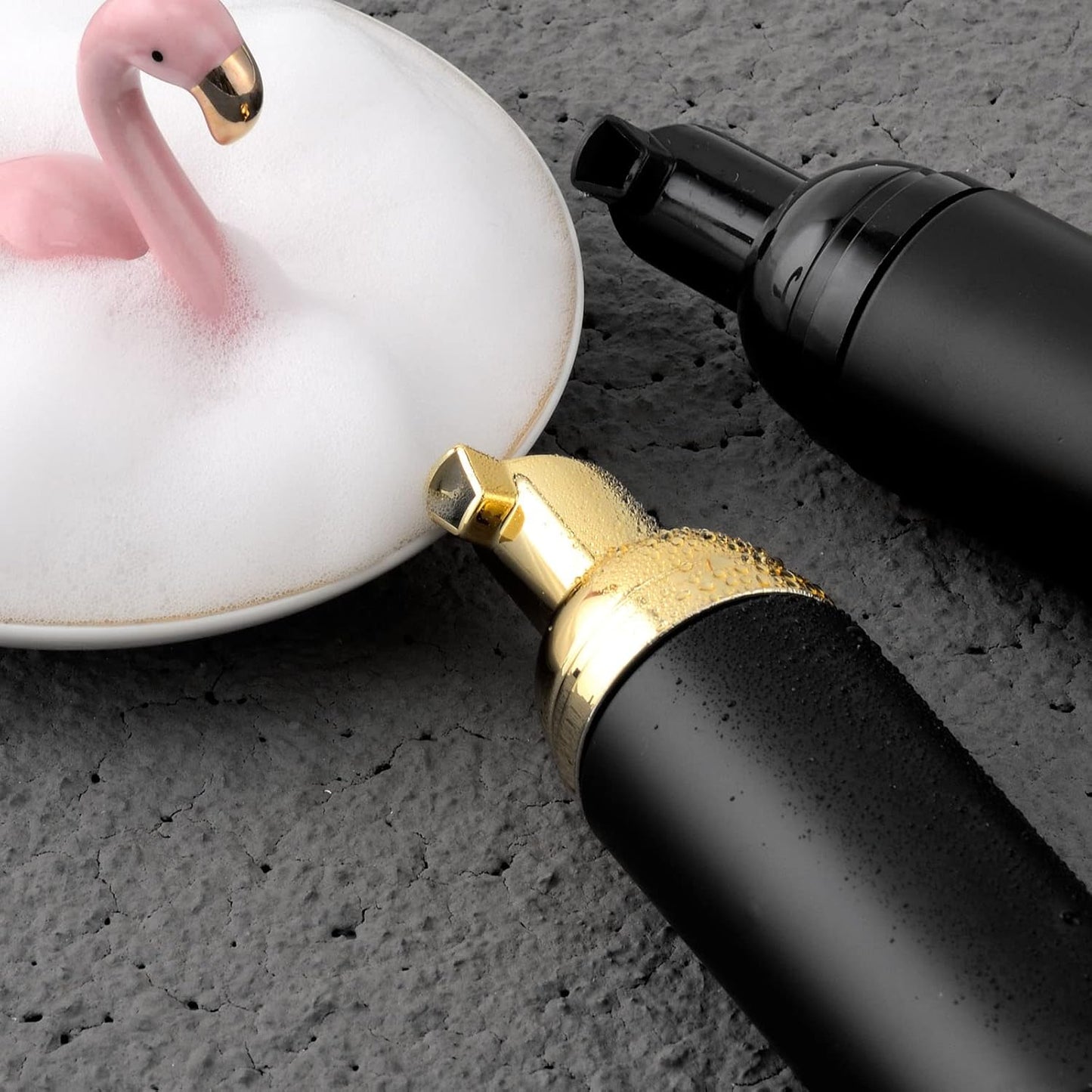 KOIBITO 2 Oz Black Foam Soap Bottle with Gold Pump Empty Travel Foaming Dispenser for Hand Soap,Lash Shampoo,Body Wash(12 PCS, Black Cap)