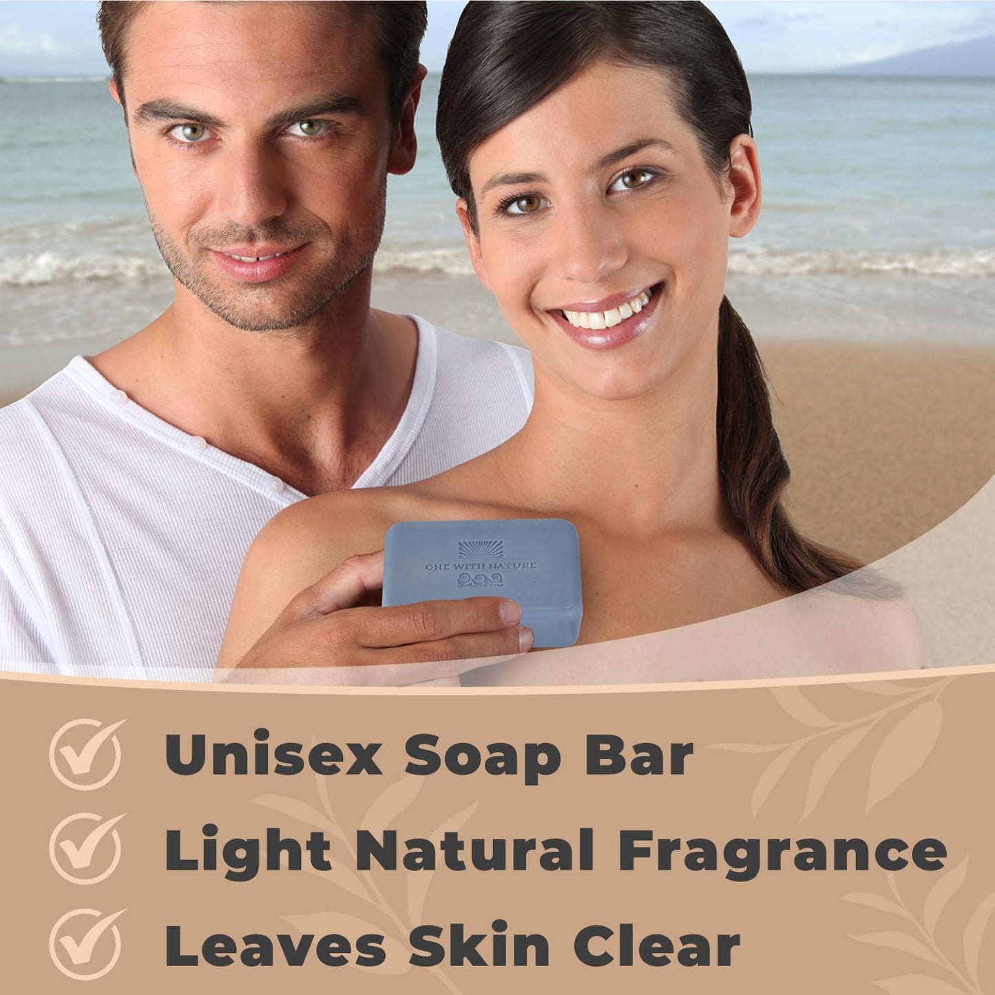 One With Nature Dead Sea Salt Lavender Soap 4oz 3-Pack – Soothing and Exfoliating Soap Bar with Dead Sea Minerals for Face & Body, for Men & Women