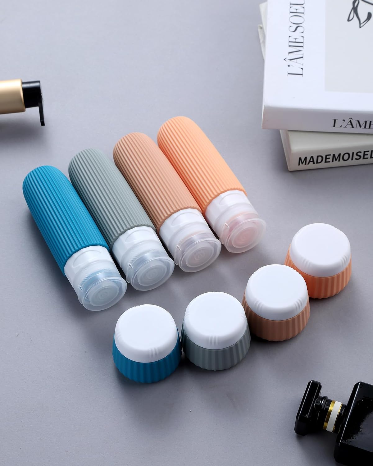 Travel Bottles 8 Pack, TSA Approved 3 oz Toiletries Containers, Leak Proof Silicone Squeezable Essentials Jars with Clear Bag