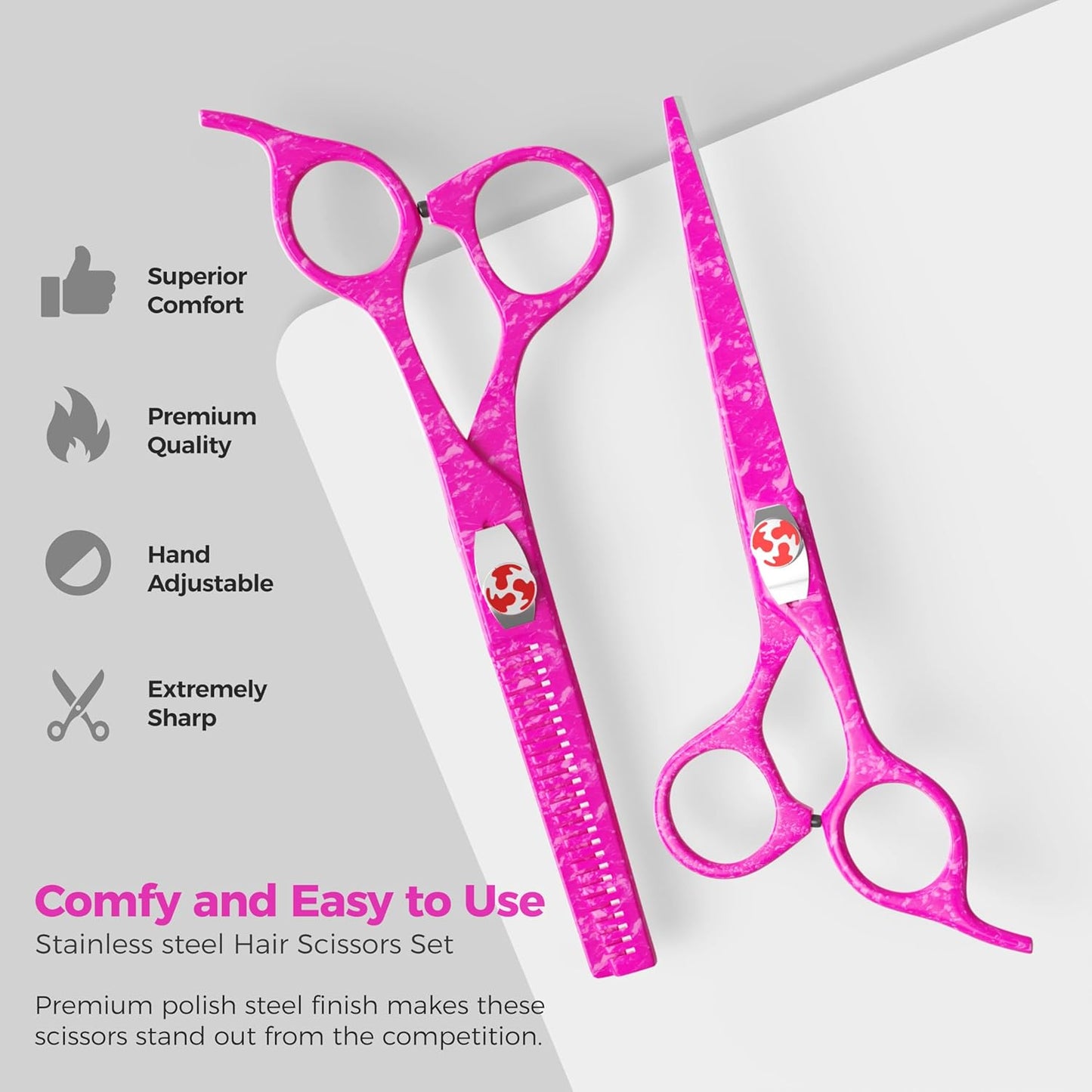 Suvorna Hair Scissors Professional with Thinning Shears for Hair Cutting | 6" Japanese Steel hair cutting scissors | Sharp Barber Scissors for Cutting and Layering | Hair Shears for Women and Men
