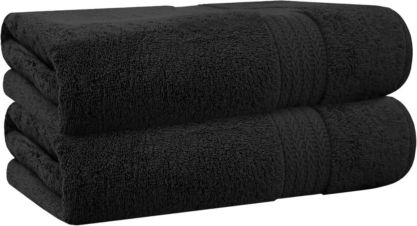 Oversized Bath Sheet 35 x 75 Pack of 2 | 450 GSM Quick Dry and Highly Absorbent | 100% Cotton Terry Towels for Bathroom - Perfect for Shower - Pool and Spa - Luxury Soft Towels - Charcoal Grey