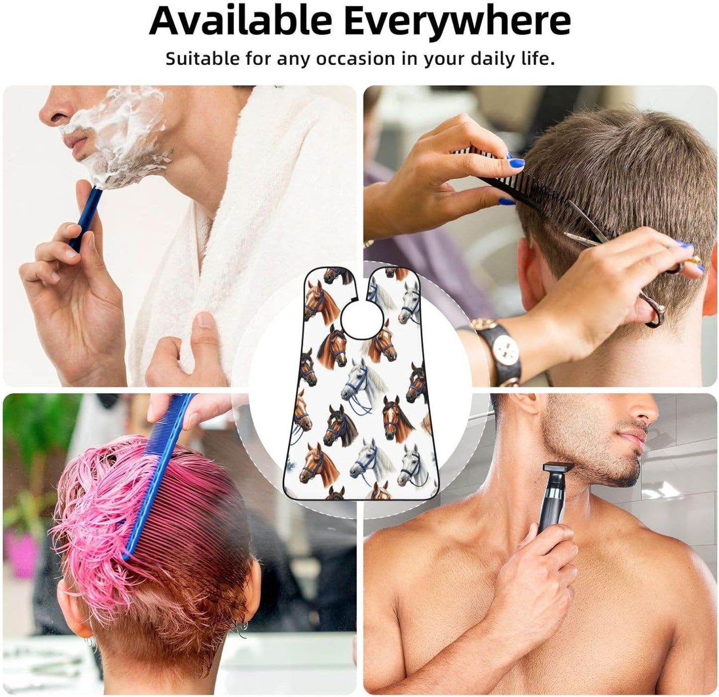 Waterproof Grooming Apron, Non-Stick Beard Bib with Suction Cups, for Animal Wild Horse Painting