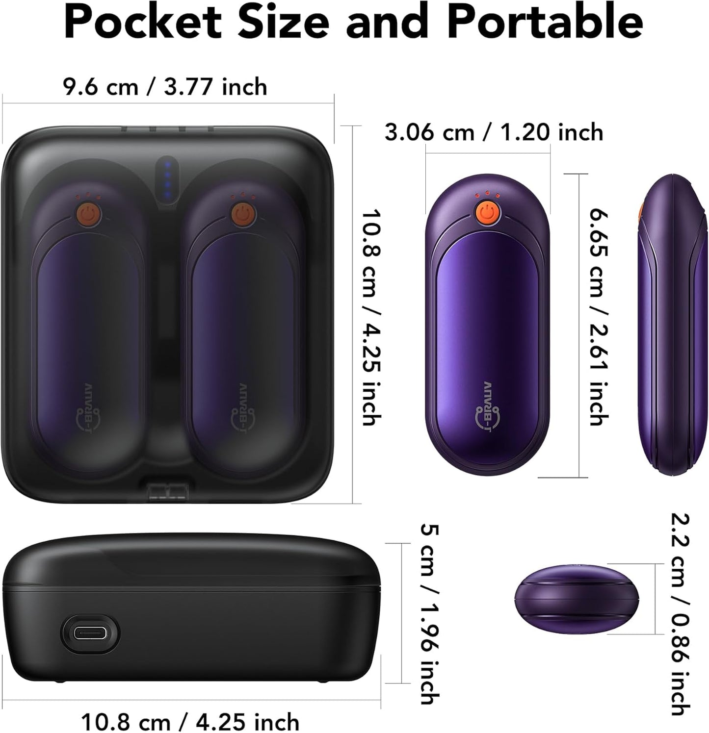 Hand Warmers Rechargeable 2 Pack, 14000mAh Electric Hand Warmers, Smart Chips 24Hrs Long Safe Heat, Portable Pocket Heater, Gifts for Christmas, Outdoor, Golf, Hunting, Camping Accessories