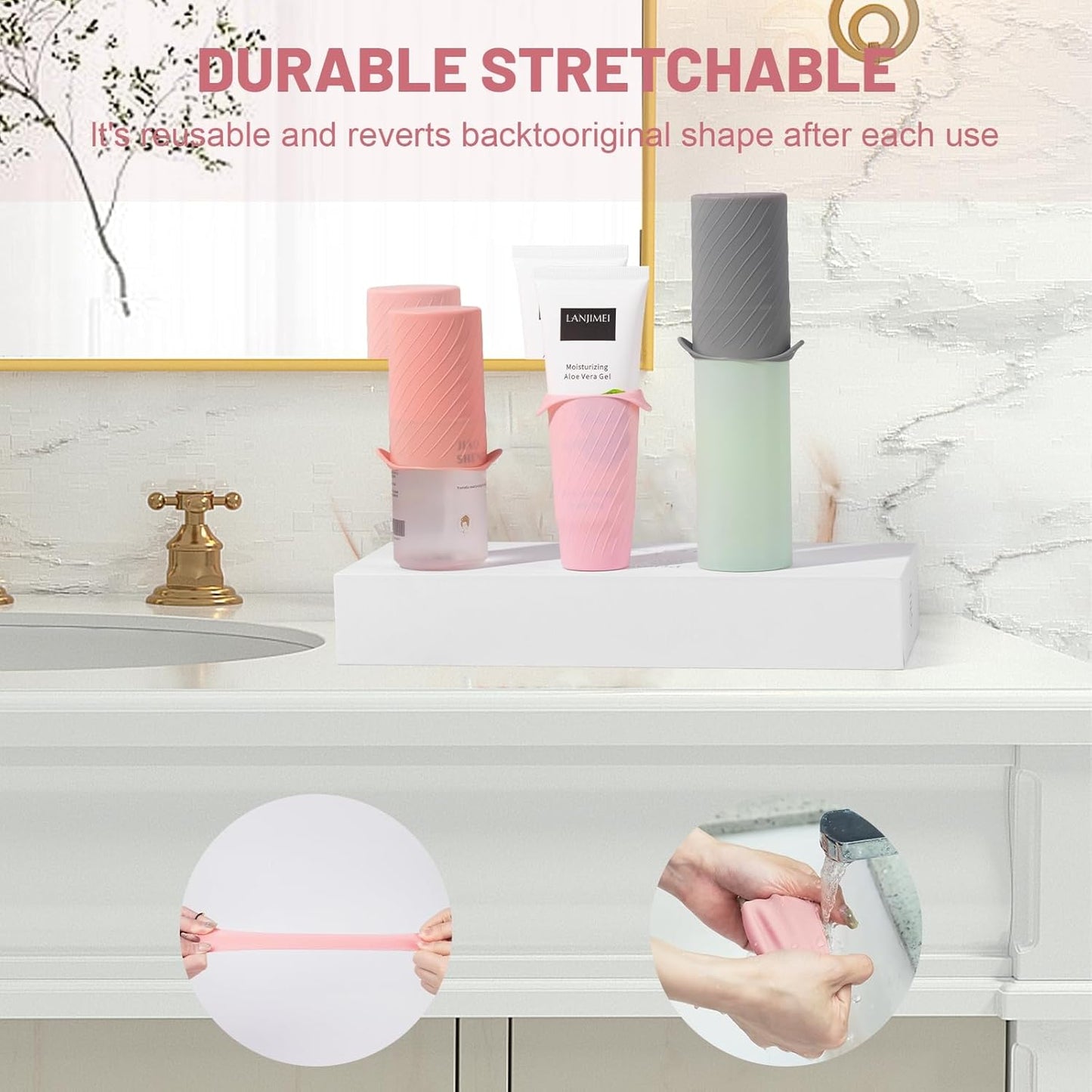 Bottle Covers for Travel, Leak Proofing, Travel Size Container Silicone toiletry sleeves, Leak Locks Travel Accessories for Shampoo Wash Body Bottles and other beauty and personal care(8pcs)