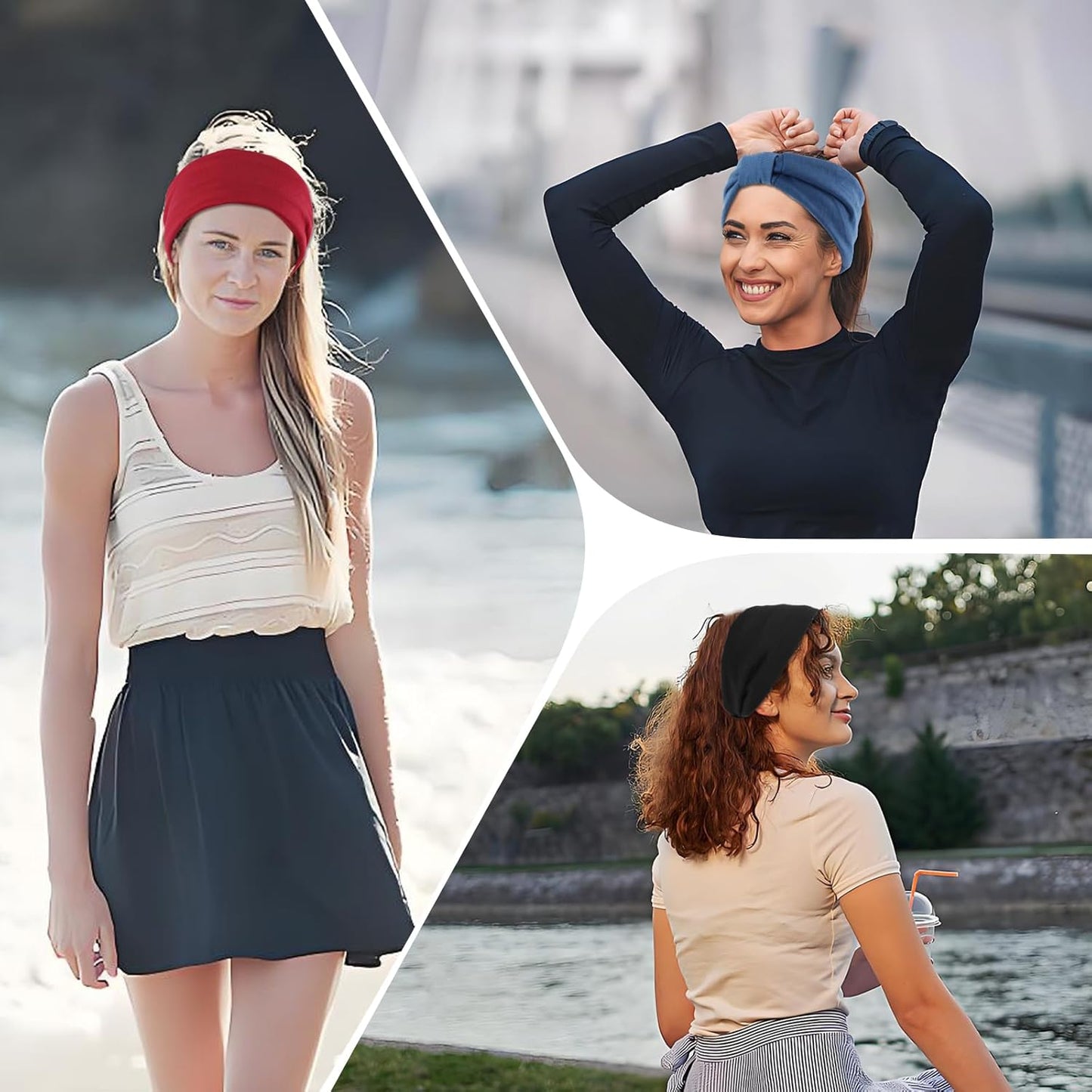 12-Pack Wide Stretch Headbands for Women - Non-Slip Extra Wide Turban Hair Bands for Workout, African Style, Sports & Daily Use (Breathable, All-Day Comfort) Color1 (Color2)