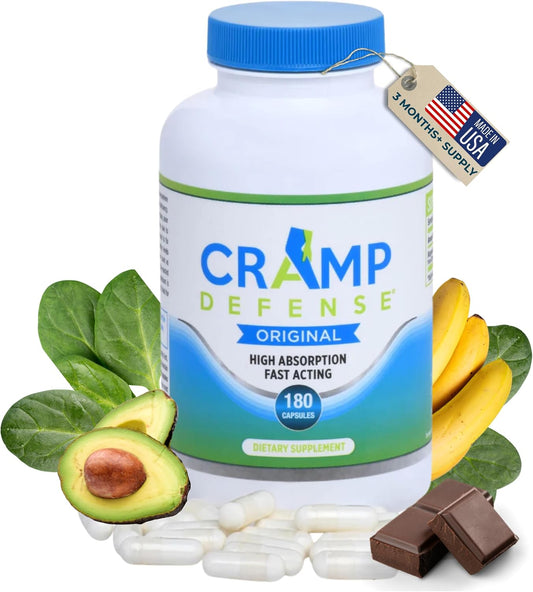 Cramp Defense® for Leg Cramps & Muscle Cramps Relief (During The Day & at Night.) Magnesium Supplement Made in USA. 3-6 Month Supply per Bottle. Contains Truemag® for Max Absorption. 1+ Million Sold.
