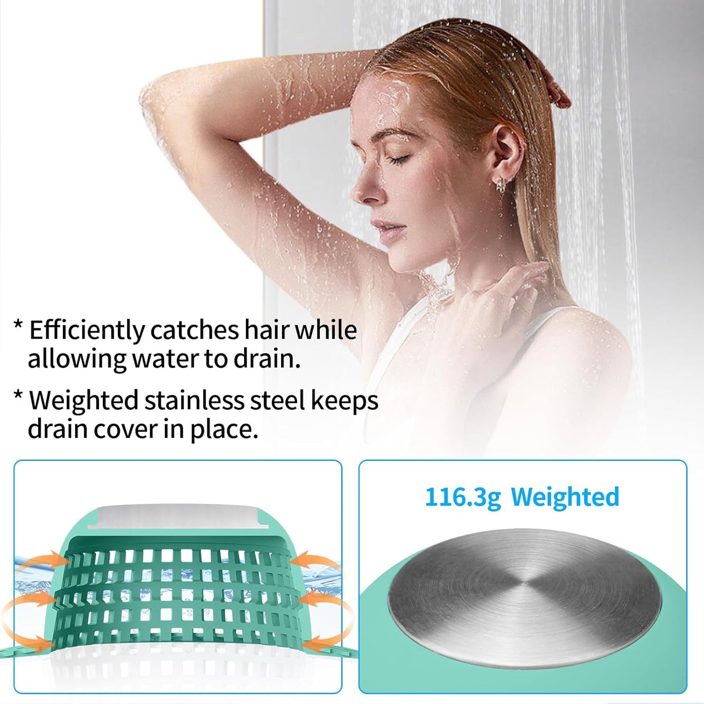 Shower Drain Hair Catcher, Bathtub Drain Cover Foldable Silicone Shower & Tub Protector for Pop-Up & Regular Drains