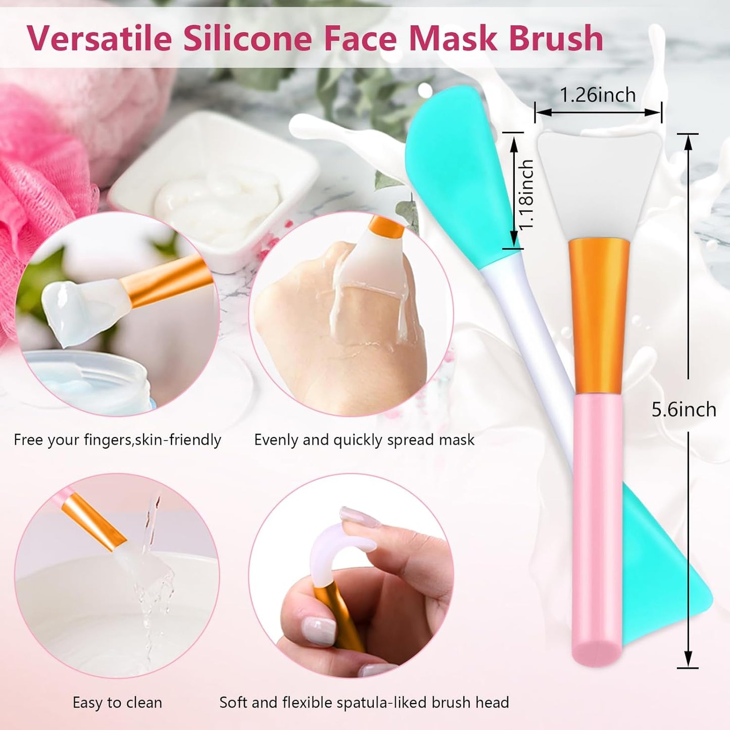 Silicone Face Scrubber, 2pcs Exfoliating Lip Brush, 4pcs Cleansing Brush,2pcs Face Mask Brush Exfoliator Blackhead Skin Tool