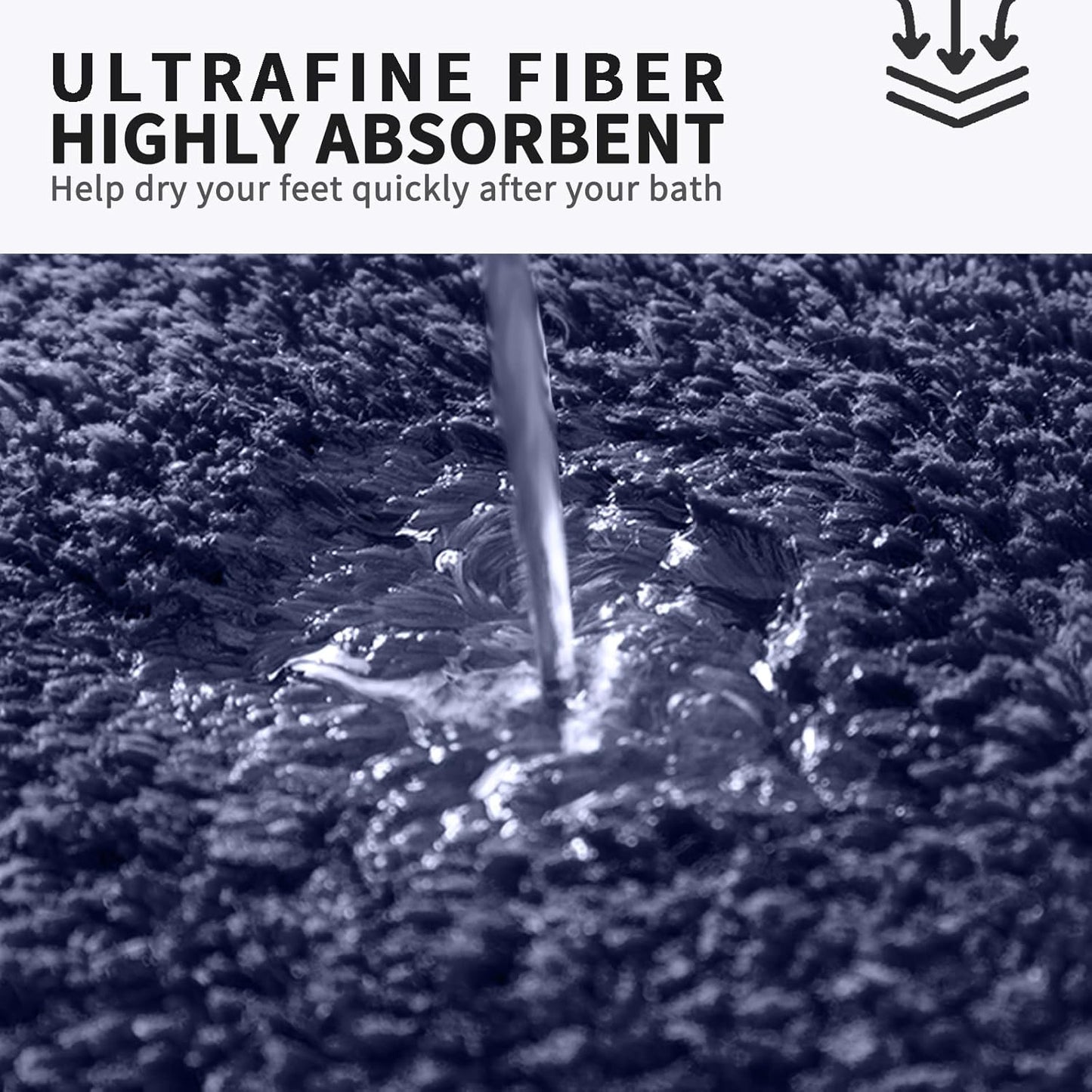 FIFU Bathroom Rugs 24" W x 36" L, Bath Mat for Bathroom, Bedroom, Laundry Room & Kitchen, Non-Slip Rubber Latex Backing, Extra Soft and Absorbent Microfiber Carpet, Machine Washable Rug, Navy Blue