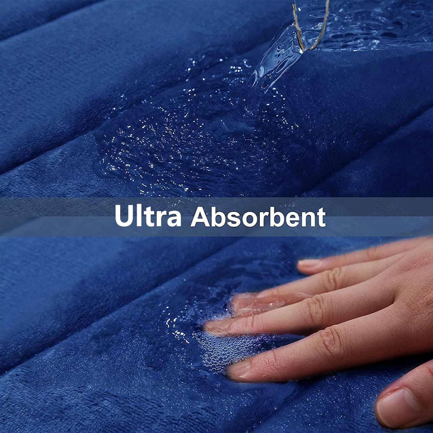 Buganda Memory Foam Bath Mat, 24" x 16", Ultra Soft and Non-Slip Bathroom Rugs, Water Absorbent and Machine Washable Bath Rug for Bathroom, Shower, and Tub, Navy Blue