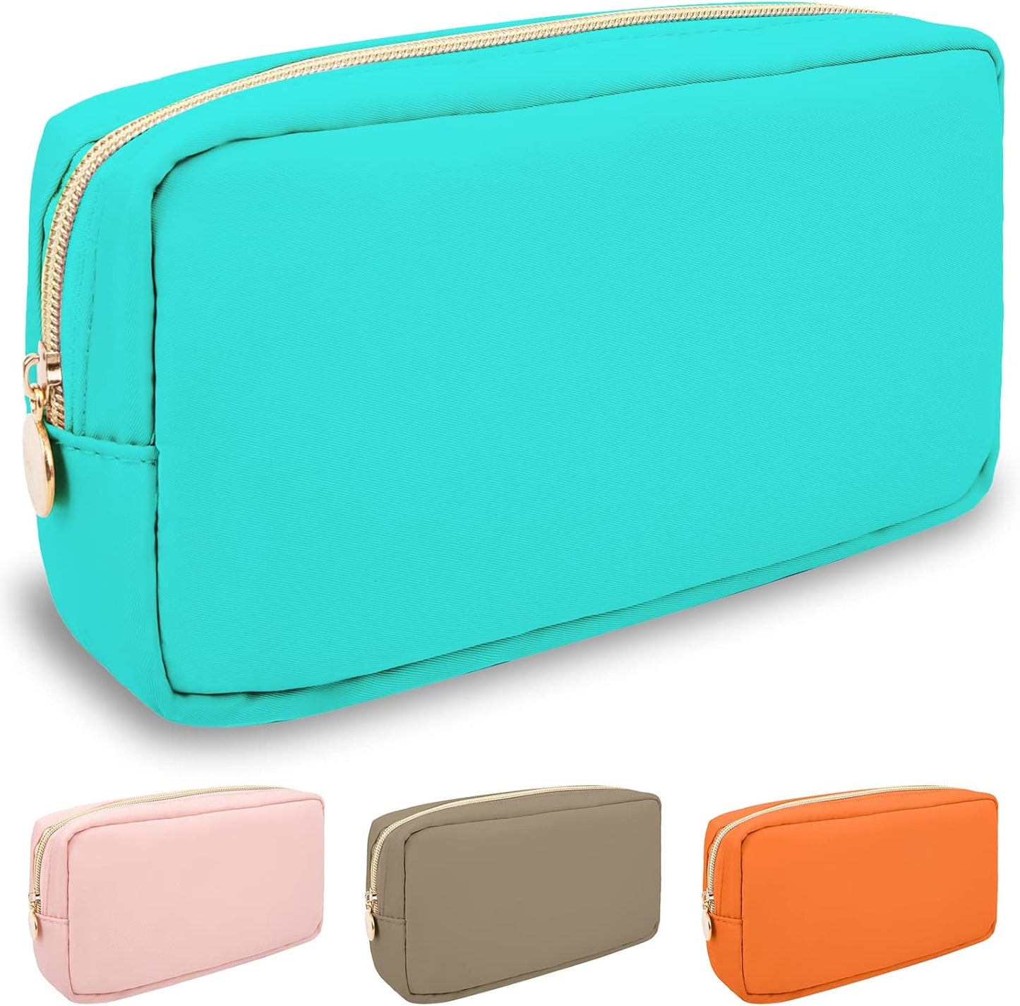 Nylon Small Makeup Bag for Purse, Cute Preppy Makeup Bag Cosmetic Zipper Pouch Purse, Waterproof Portable Travel Toiletry Bag Coin Pouch Clutch Makeup Brush Bag Organizer Storage for Women Girls(Mint)