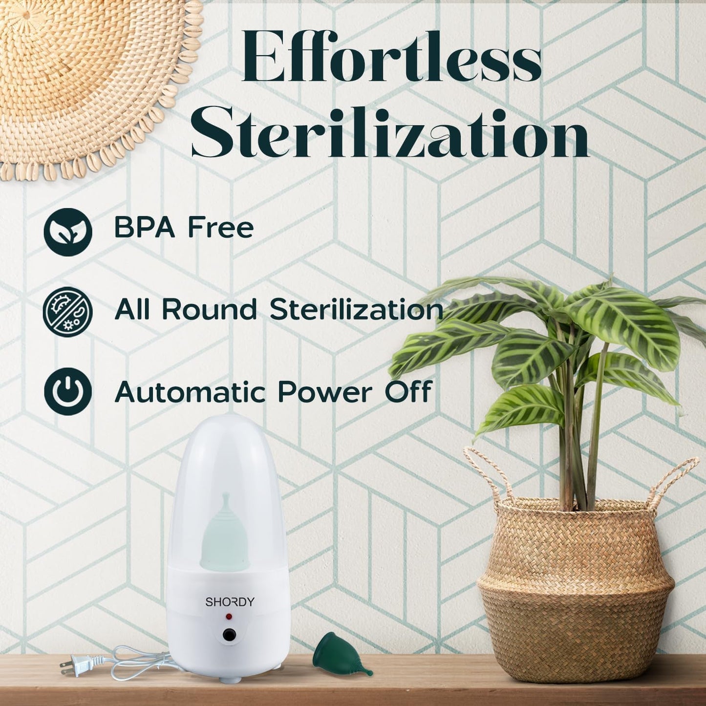 SHORDY Menstrual Cup and Steamer Sterilizer for Beginners Kit Set of 2 Period Cups (Small & Large) Electric Steam Sterilizer Cleaner for Easy Wash Heavy Flow Tampons Pads & Disc Alternative for Women