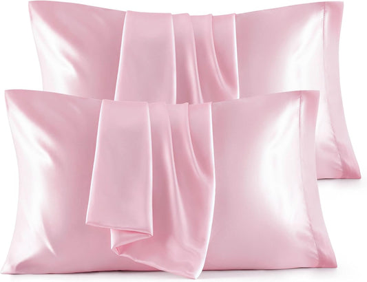 Bedsure Satin Pillowcase for Hair and Skin Queen - Pink Silky Pillowcase 4 Pack 20x30 Inches with Envelope Closure, Similar to Silk Pillow Cases, Gifts for Women Men