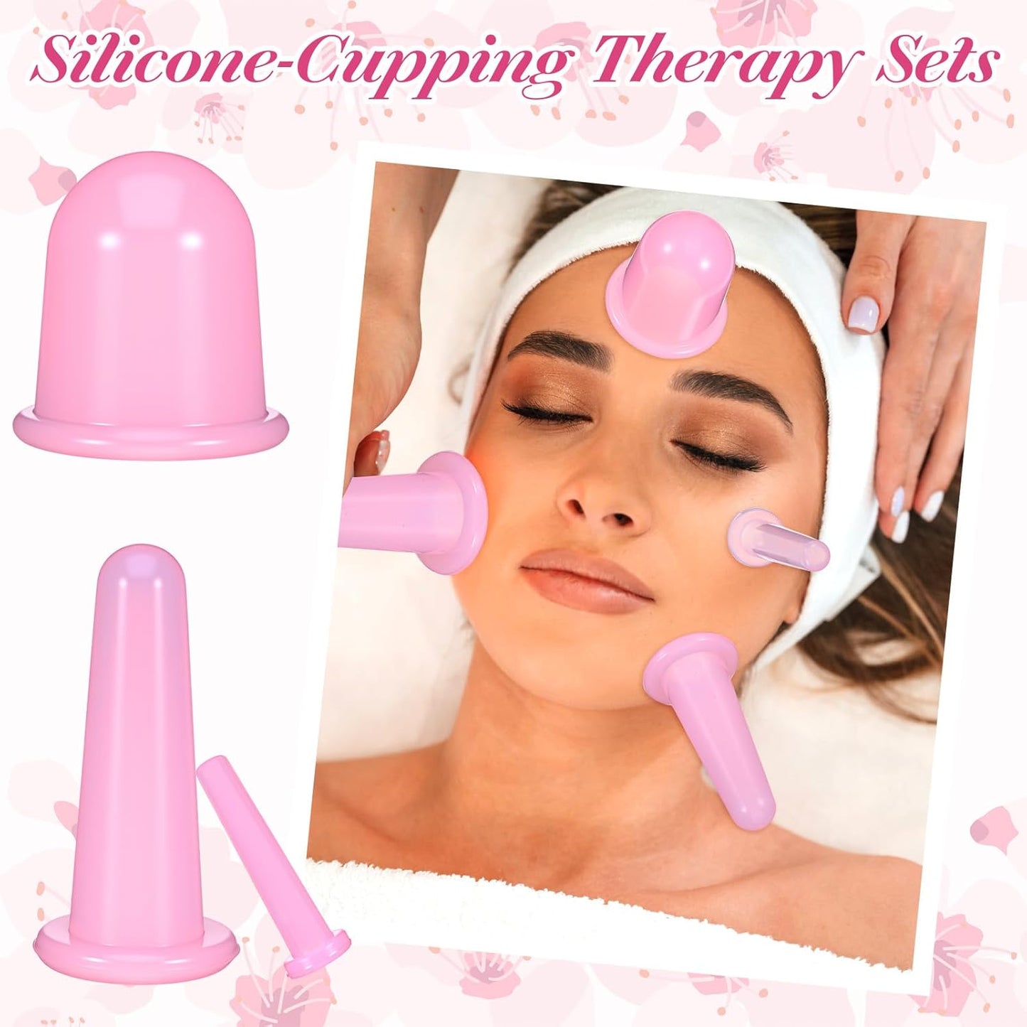 4pcs Face cups for Facial Cupping,Face Cupping Tool,Silicone Anti Cellulite Faces Cups,Vacuum Facial Suction Cup for Faces and Neck Eye Massage Beauty Tool,Pink