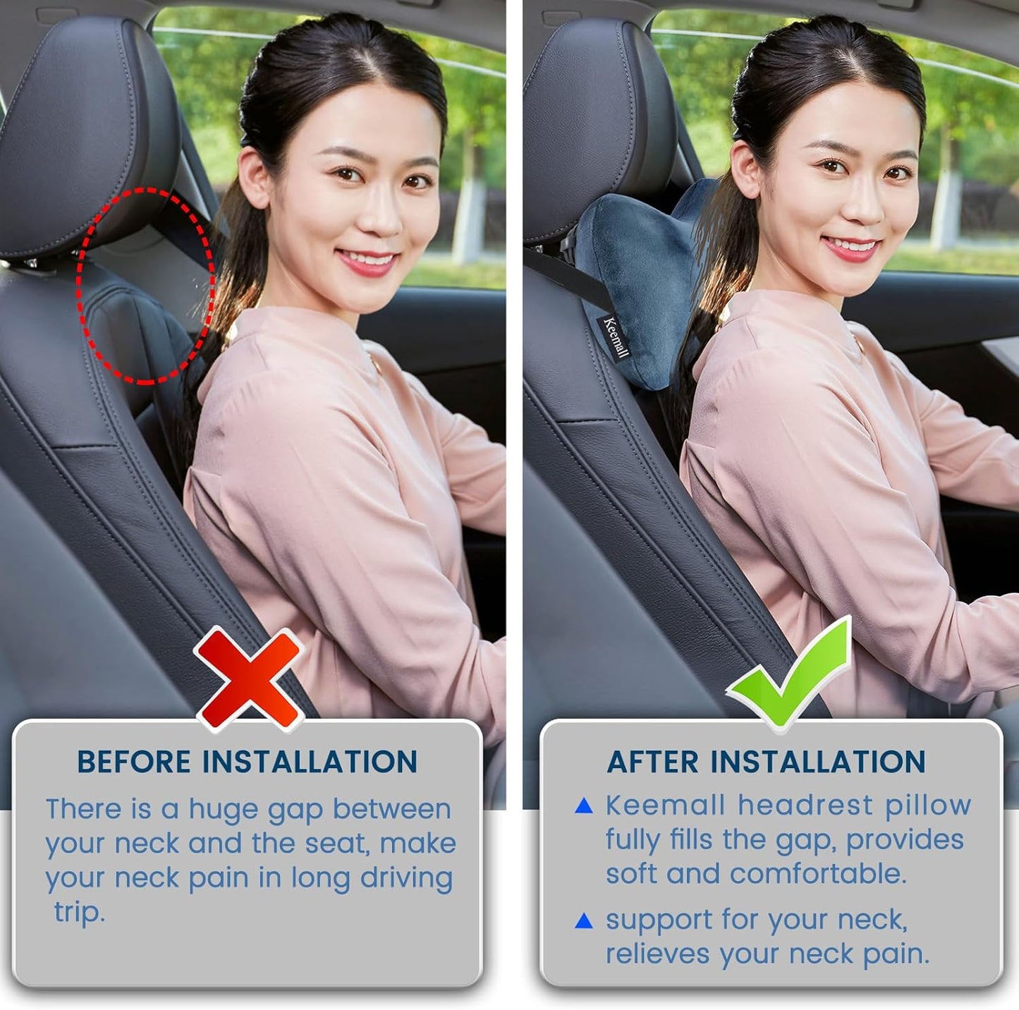 Inflatable Car Neck Pillow Driving , Blow Up Car Headrest Pillow for Car, Inflatable Travel Pillow for Camping, Neck Support for Office Chair - Adjustable Softness