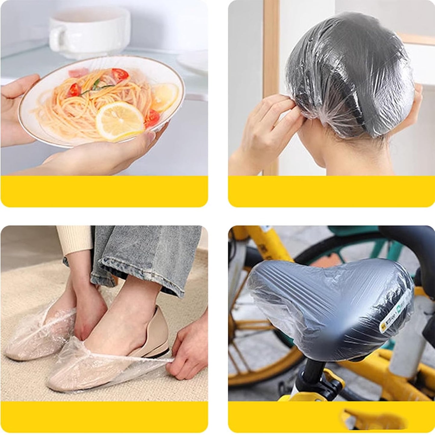 200 PCS Disposable Shower Caps Thickened Waterproof Hair Bath Caps for Women Men Girls Travel Spa Hotel Home Use Salon - Multi-Purpose Elastic Plastic Shower Caps, Essentials Accessories 18.1" (Clear)