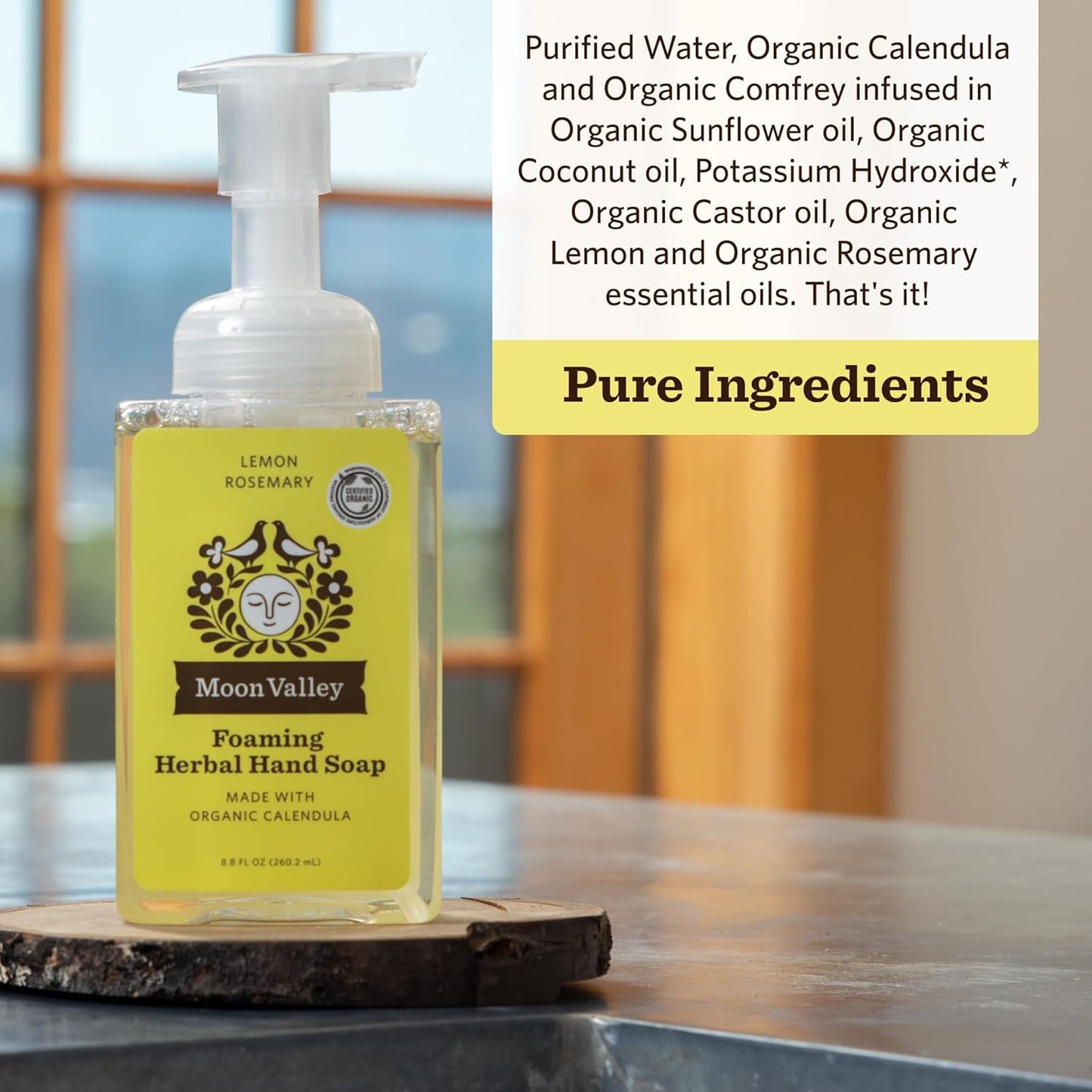 Moon Valley Herbal Foaming Hand Soap, Lemon Rosemary Two Pack, Vegan, Recyclable Bottle