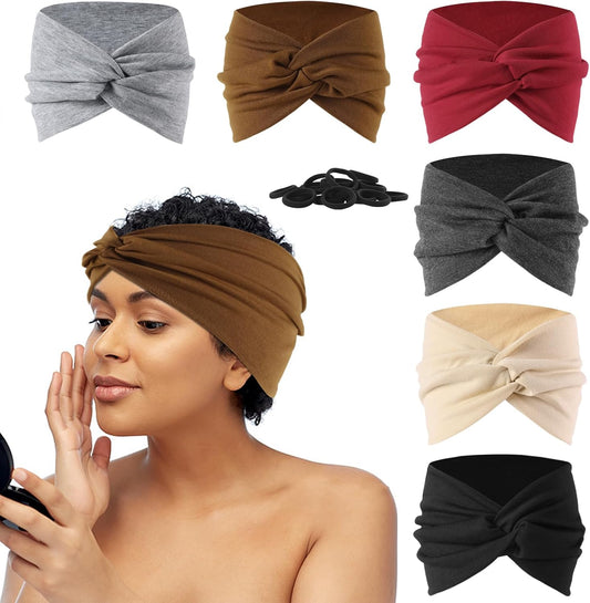 12-Pack Wide Stretch Headbands for Women - Non-Slip Extra Wide Turban Hair Bands for Workout, African Style, Sports & Daily Use (Breathable, All-Day Comfort) Color1 (Color2)
