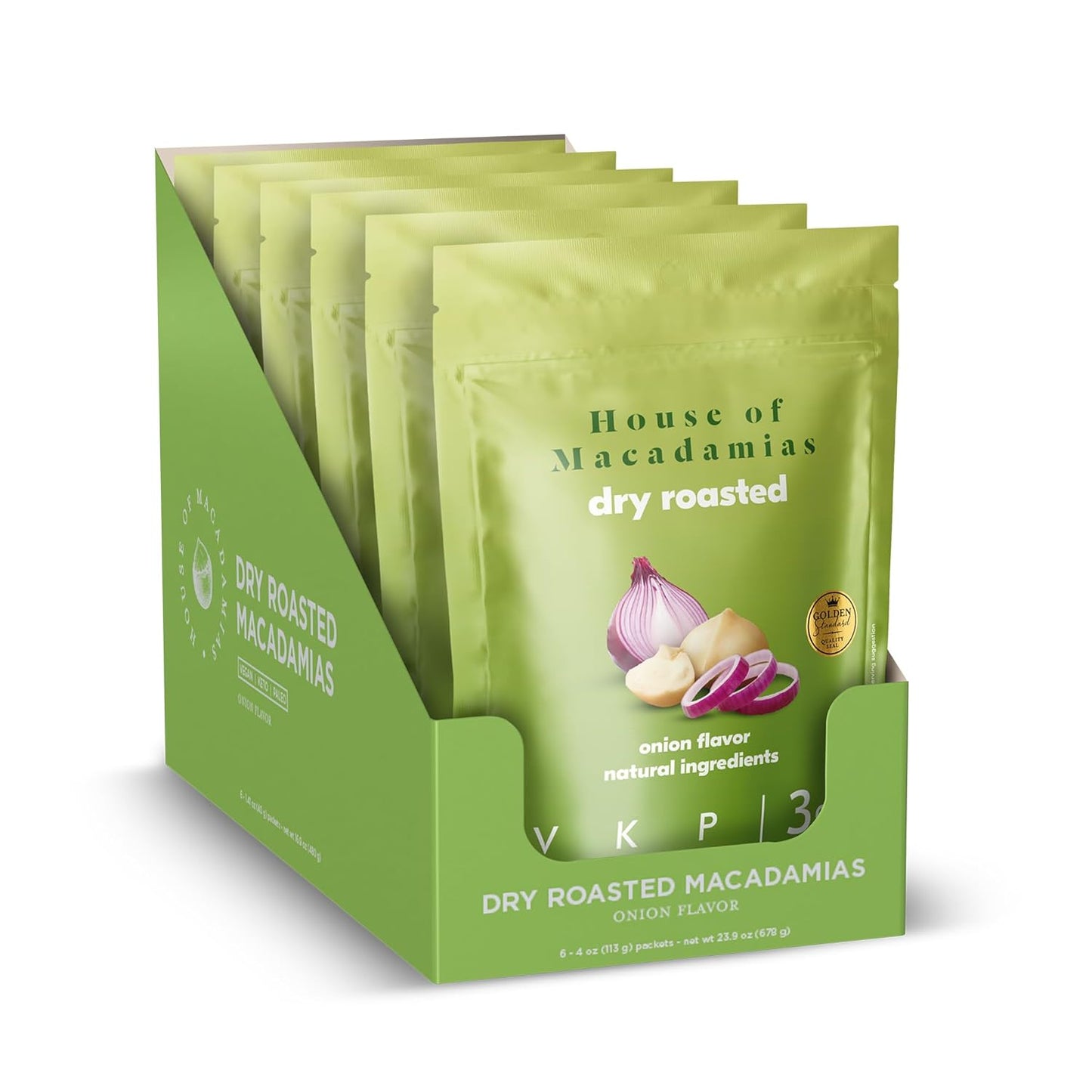 House of Macadamias Premium Seasoned Macadamia Nuts, Onion, Zero Sugar, Bulk Nuts, Keto, Vegan, Paleo, All Natural, Dairy Free, Healthy Snack, 6 x 4oz