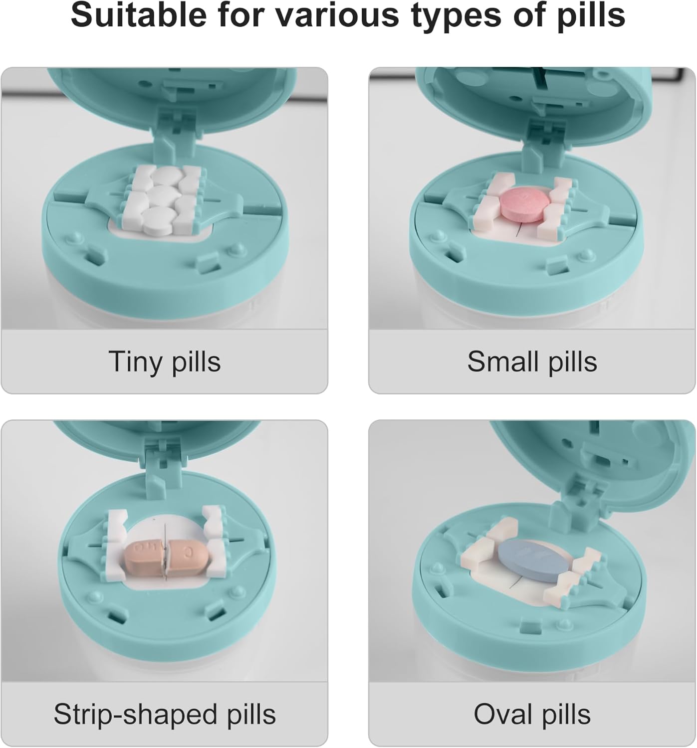 Multi-Function Pill Cutter, 1/2 and 1/4 Pill Splitter for Small and Tiny Pills,Portable and Adjustable Cutter,Storage Case
