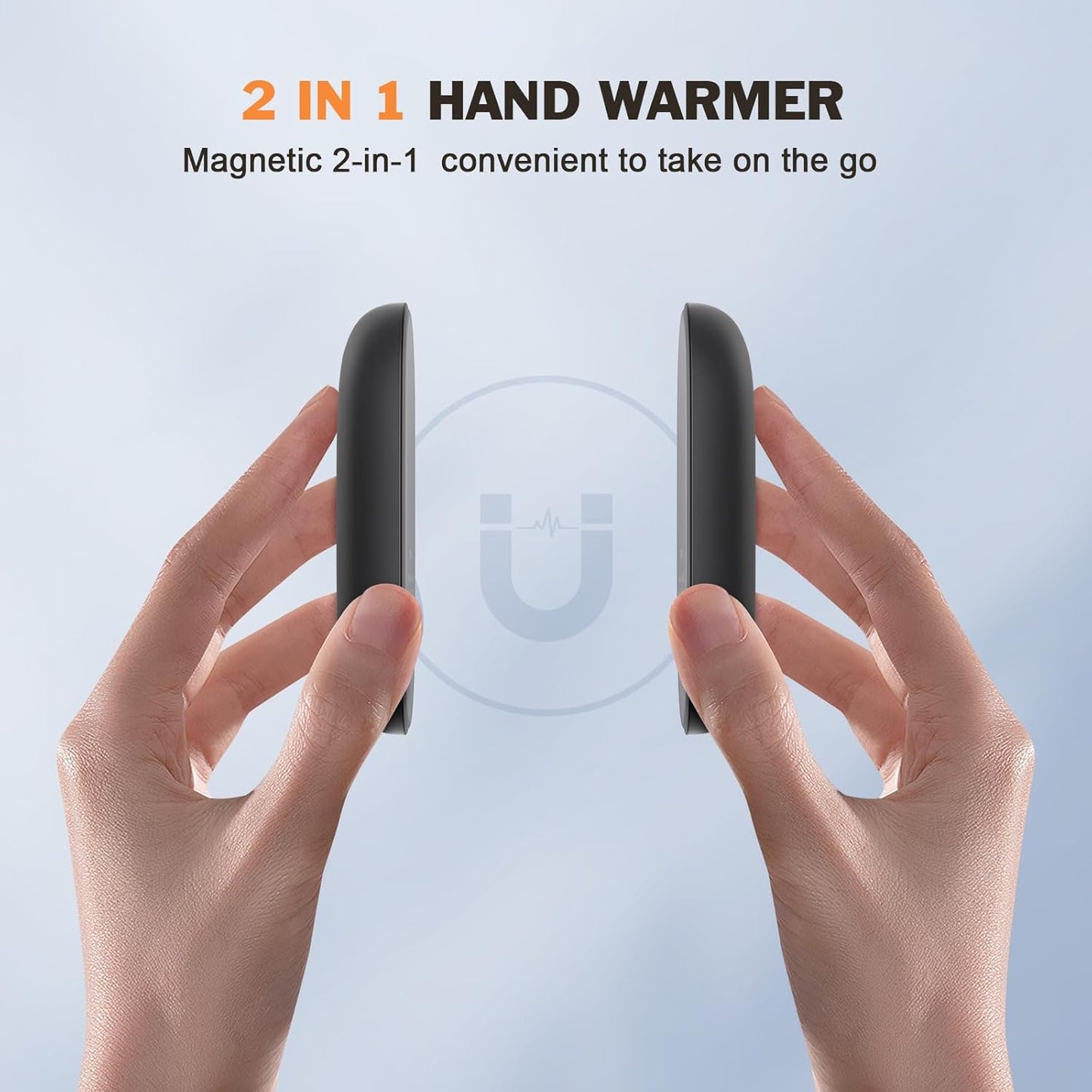 Hand Warmers Magnetic 2 Pack Rechargeable Warmers Full Aluminum Body Instant Heating, 8 Hrs Long Warmer, 5,000 mAh Pocket Size Electric Warmer Reusable for Outdoor, Indoor, Camping Gift for Man Women