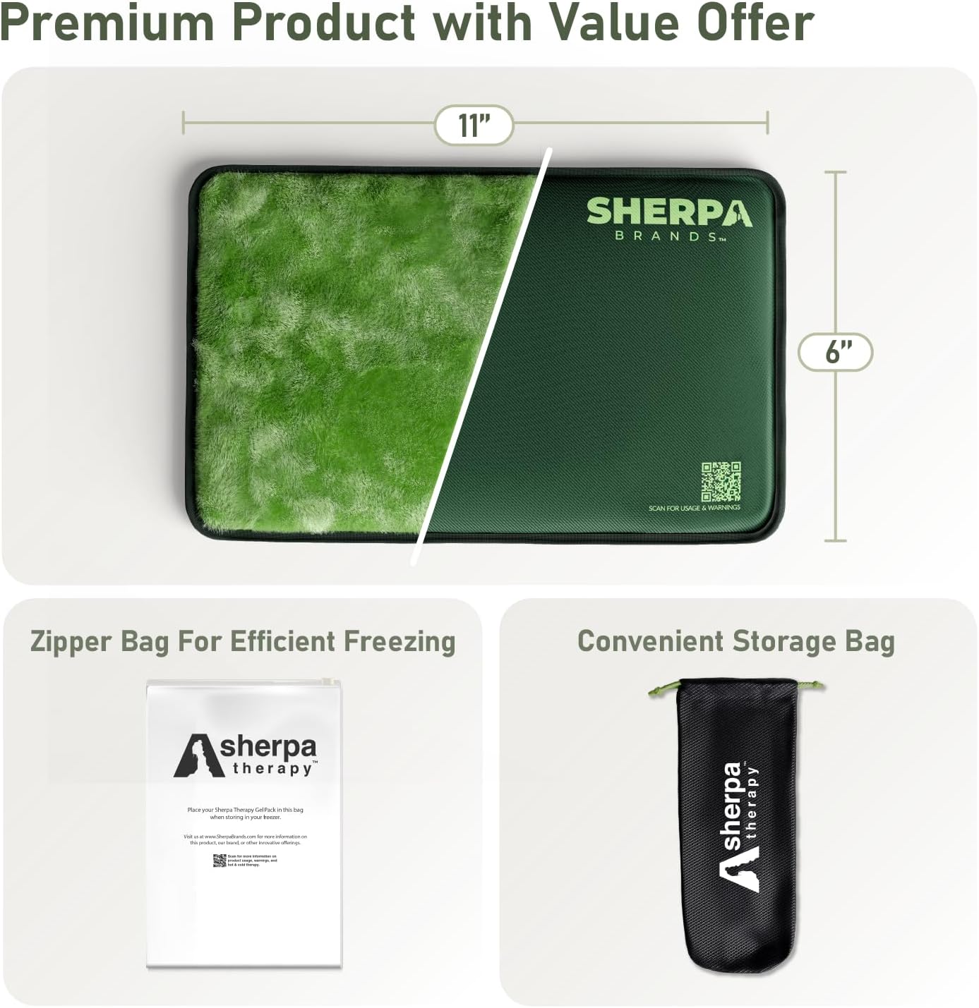 Small Flexible Gel Ice Packs for Injuries Reusable - Soft Hot and Cold Packs for Injuries for Ankle, Hand, Wrist, Head Pain Relief - 5" x 10" - 2PK - Green